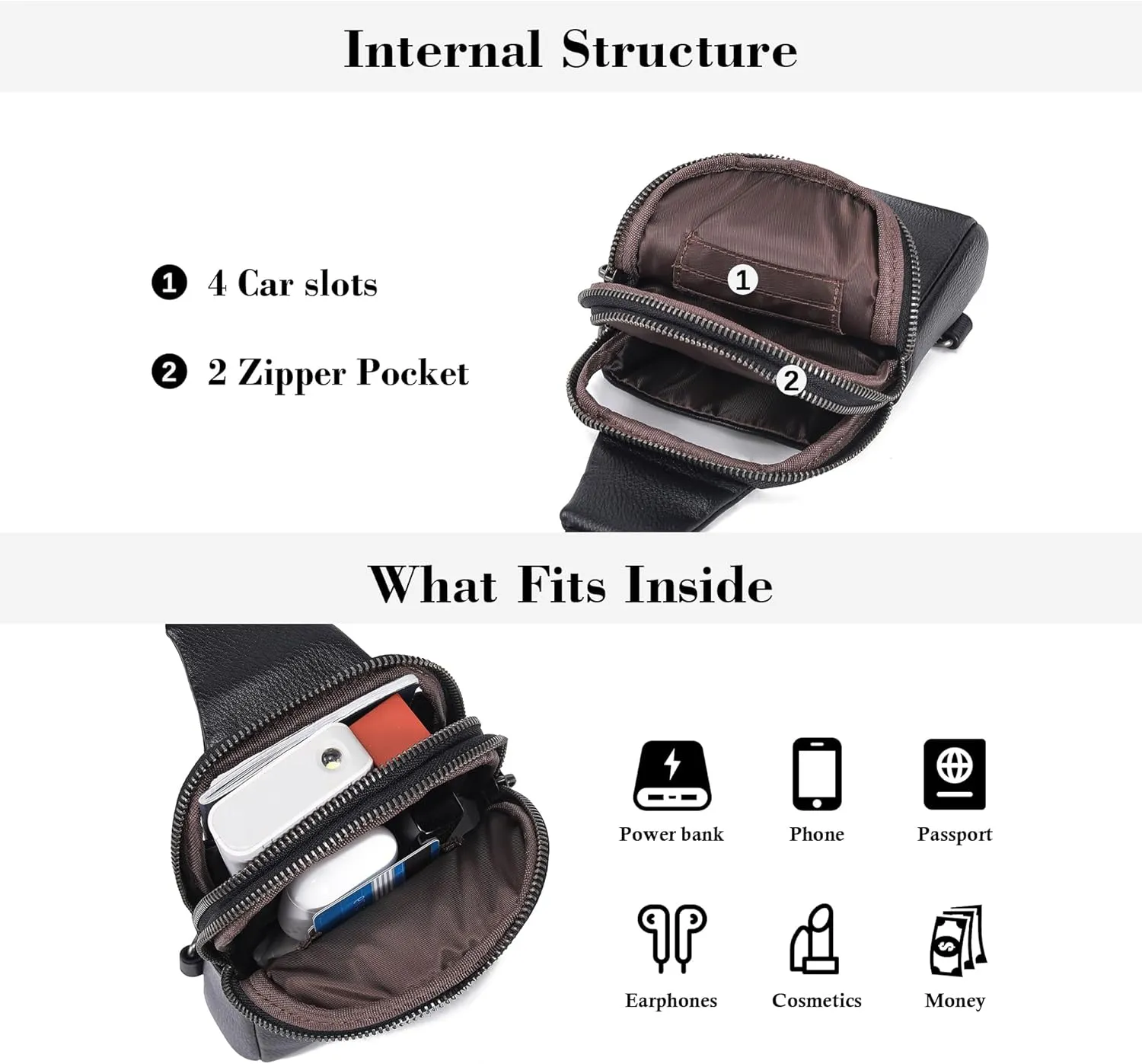 INICAT Sling Bag for Women Touchscreen Small Crossbody Cell Phone Purse Fanny Pack