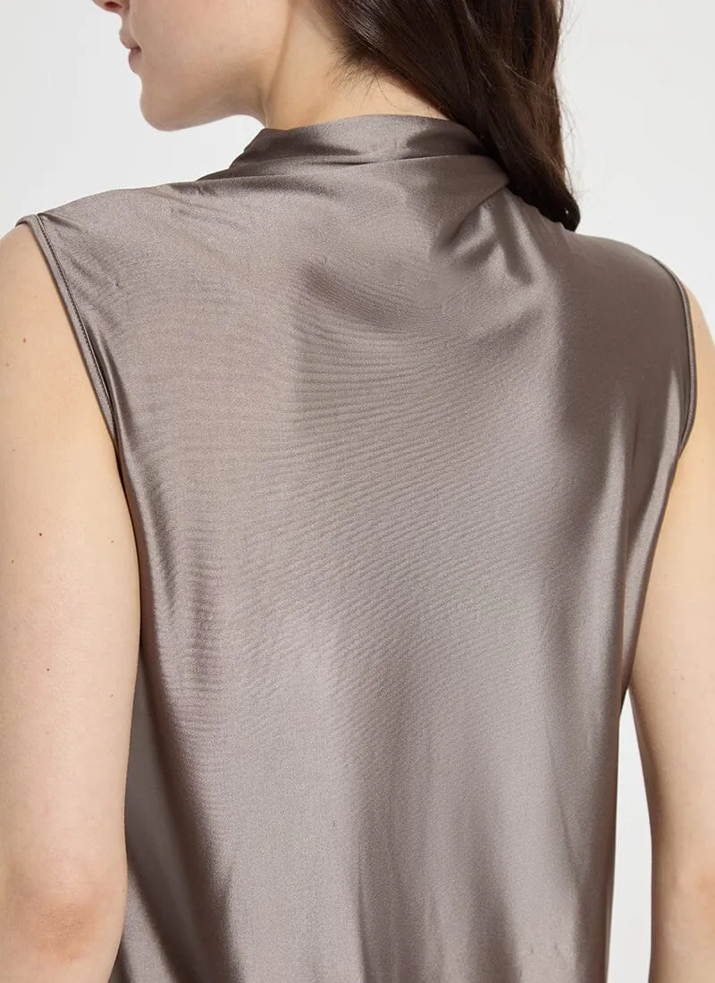 Irina Satin Jersey Top in Ash - Lysse 20-3396