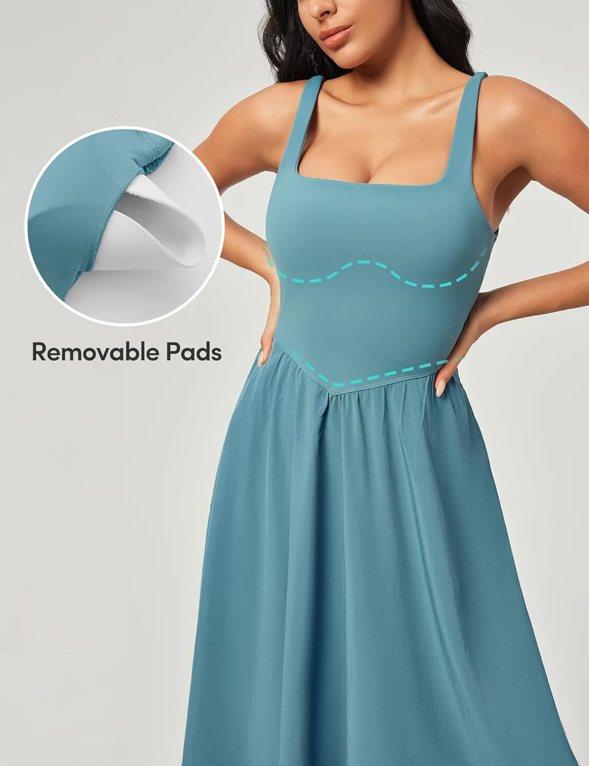 IUGA Sundresses for Women 2025 Summer Dress with Built in Shorts & Bra Spaghetti Strap Midi Casual Flowy Beach Dresses
