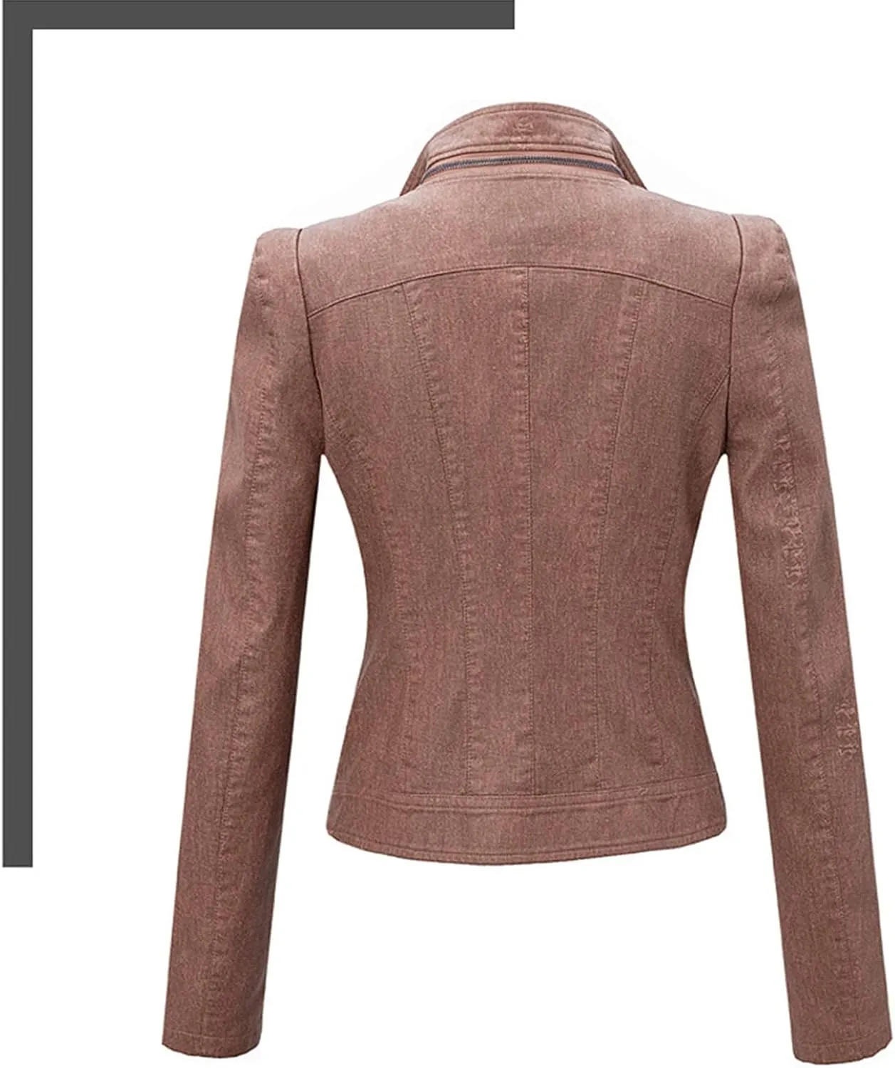 JEsilunmaMY Womens Asymmetrical Zipper Crop Leather Jacket Long Sleeve Fall Motorcycle Coats Slim Fit Moto Biker Short Coat