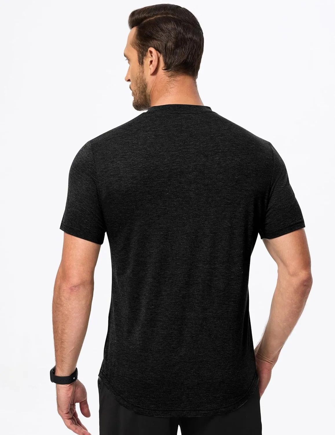JMIERR Men's Casual Henley Shirts Short Sleeve Basic Button Muscle Longline T-Shirt Gym Workout Athletic Tee