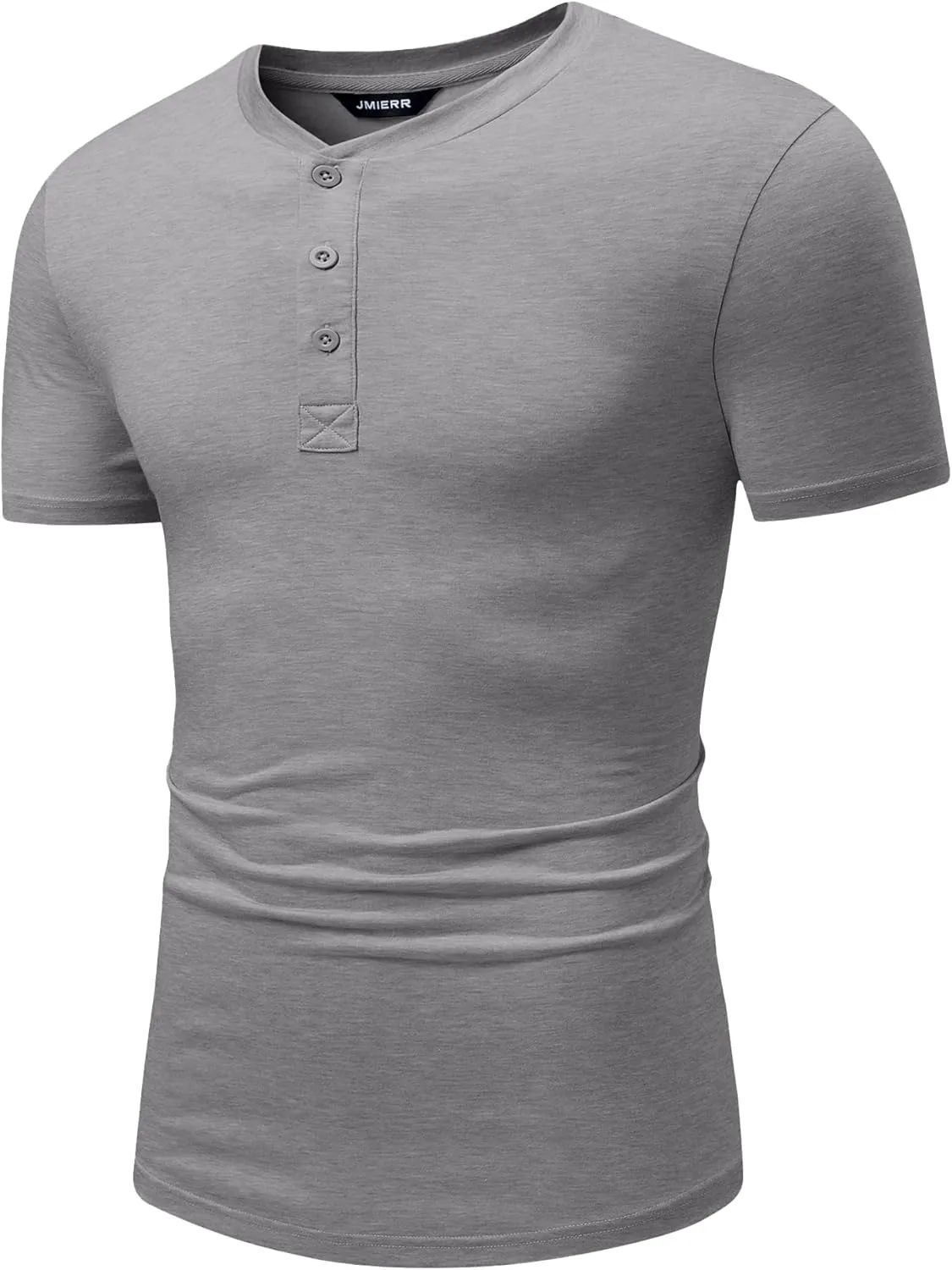 JMIERR Men's Casual Henley Shirts Short Sleeve Basic Button Muscle Longline T-Shirt Gym Workout Athletic Tee