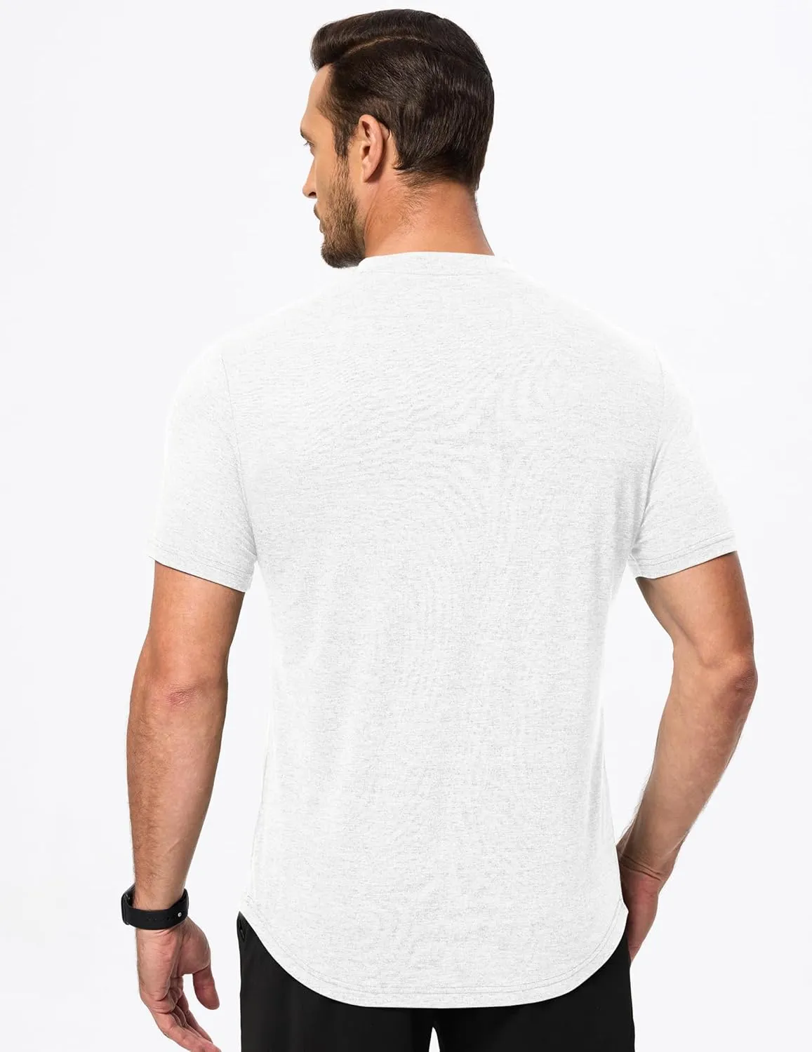 JMIERR Men's Casual Henley Shirts Short Sleeve Basic Button Muscle Longline T-Shirt Gym Workout Athletic Tee