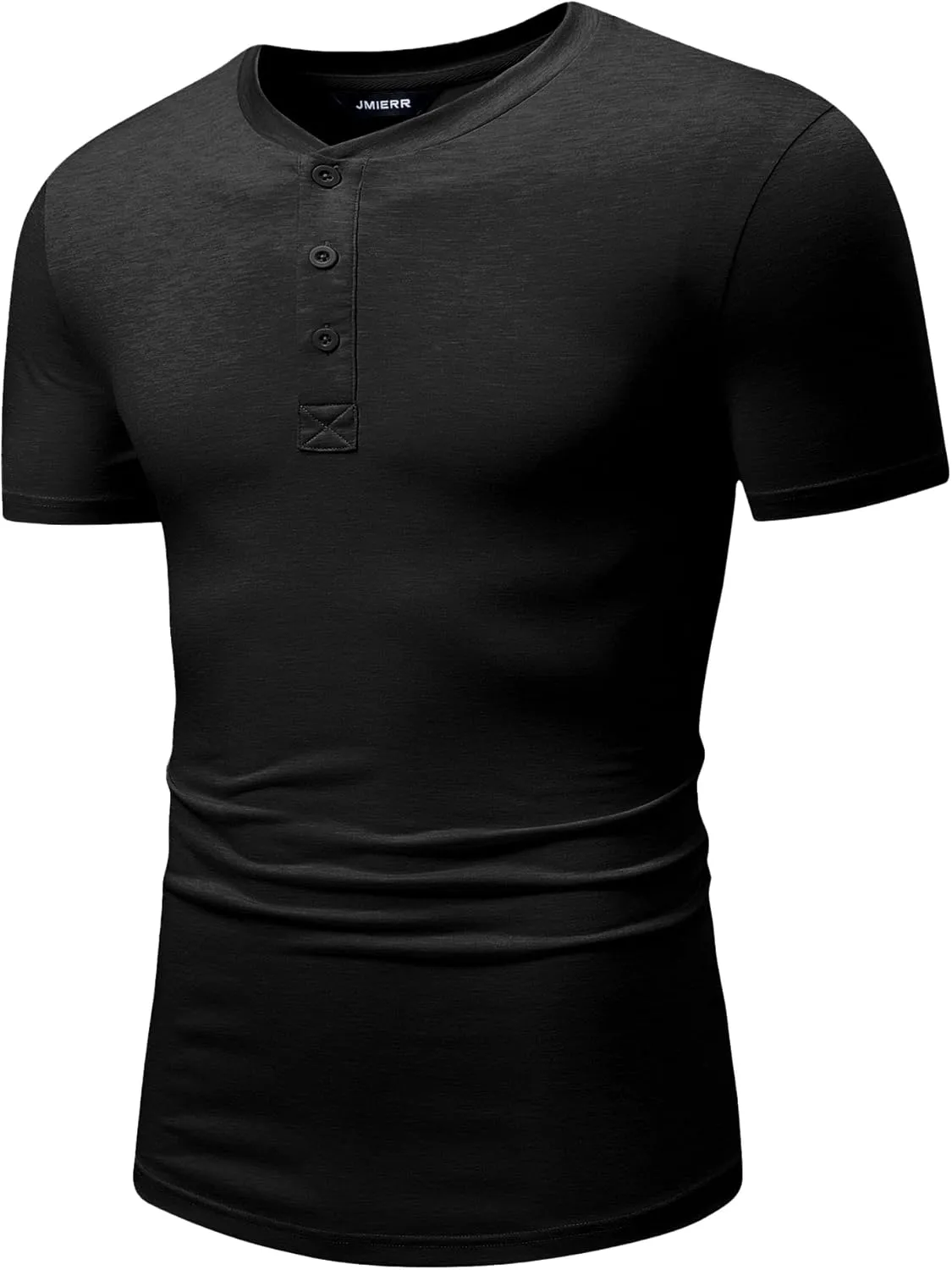 JMIERR Men's Casual Henley Shirts Short Sleeve Basic Button Muscle Longline T-Shirt Gym Workout Athletic Tee