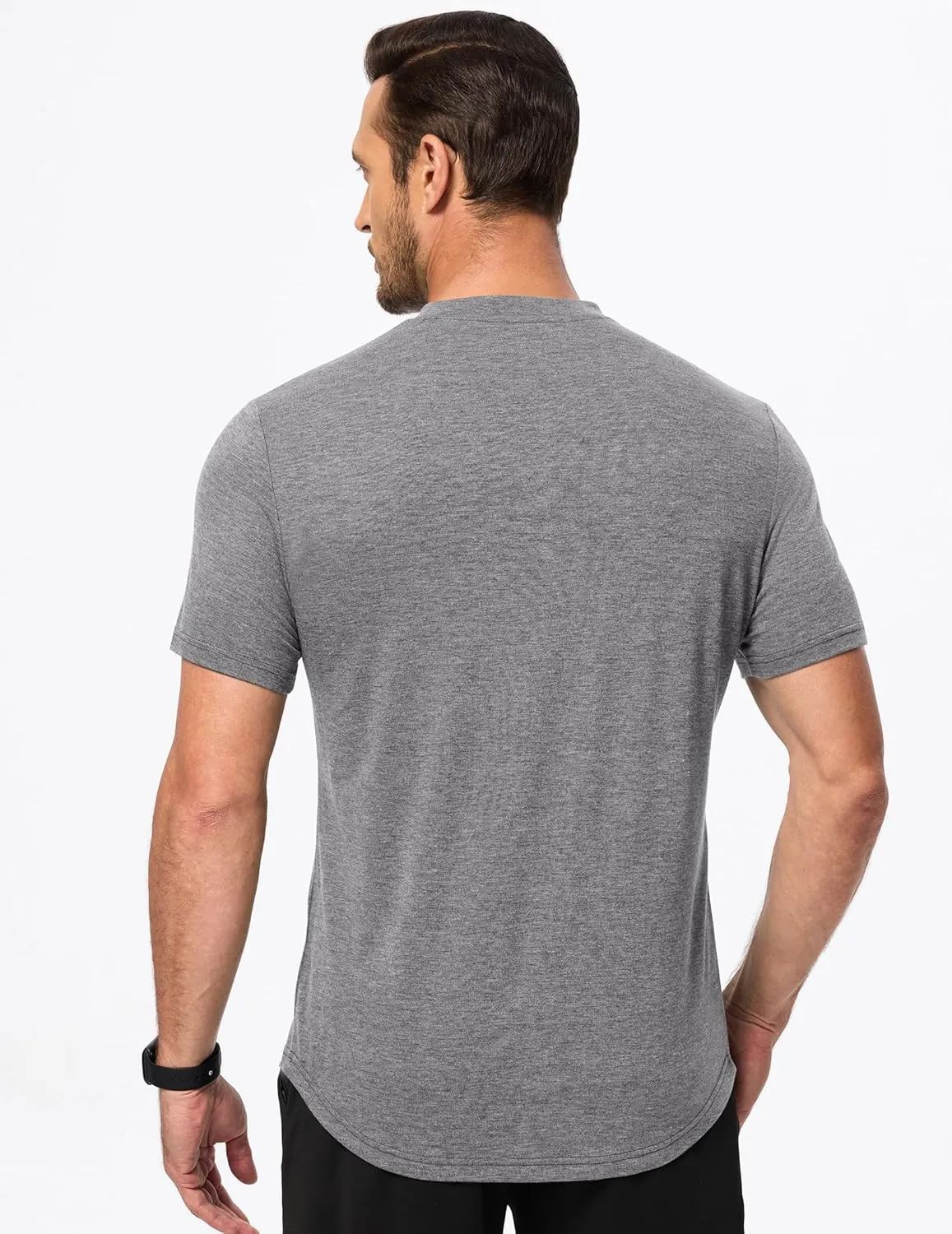 JMIERR Men's Casual Henley Shirts Short Sleeve Basic Button Muscle Longline T-Shirt Gym Workout Athletic Tee
