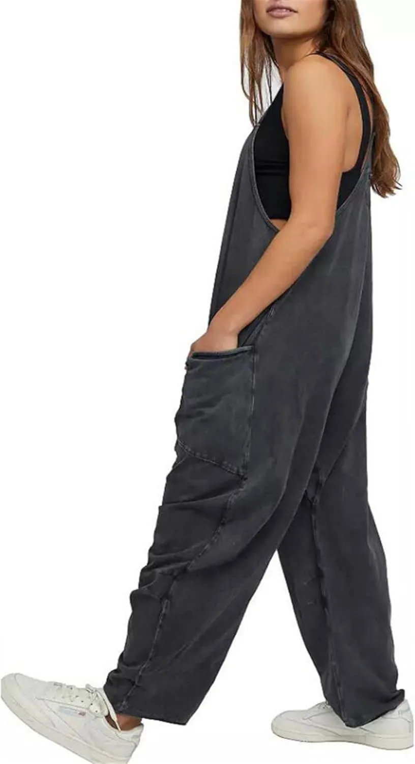 Jumpsuits for Women Casual Sleeveless Loose Fit Harem Overalls Spaghetti Strap Summer Outfits Rompers for Women 2024