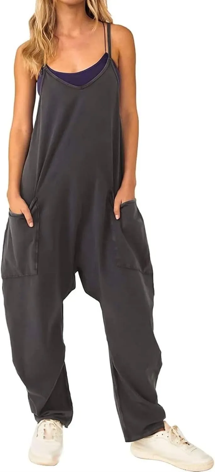 Jumpsuits for Women Casual Sleeveless Loose Fit Harem Overalls Spaghetti Strap Summer Outfits Rompers for Women 2024