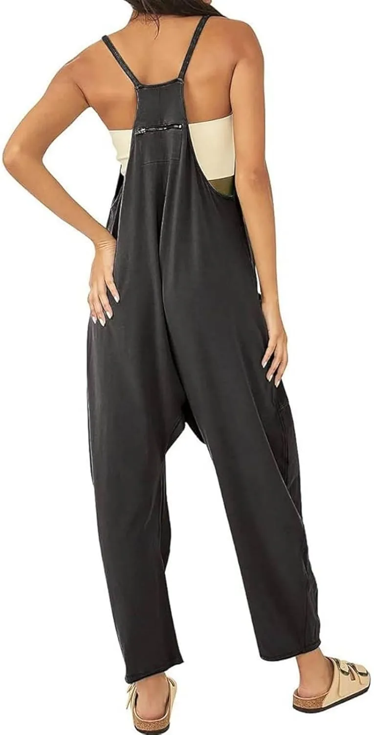 Jumpsuits for Women Casual Sleeveless Loose Fit Harem Overalls Spaghetti Strap Summer Outfits Rompers for Women 2024