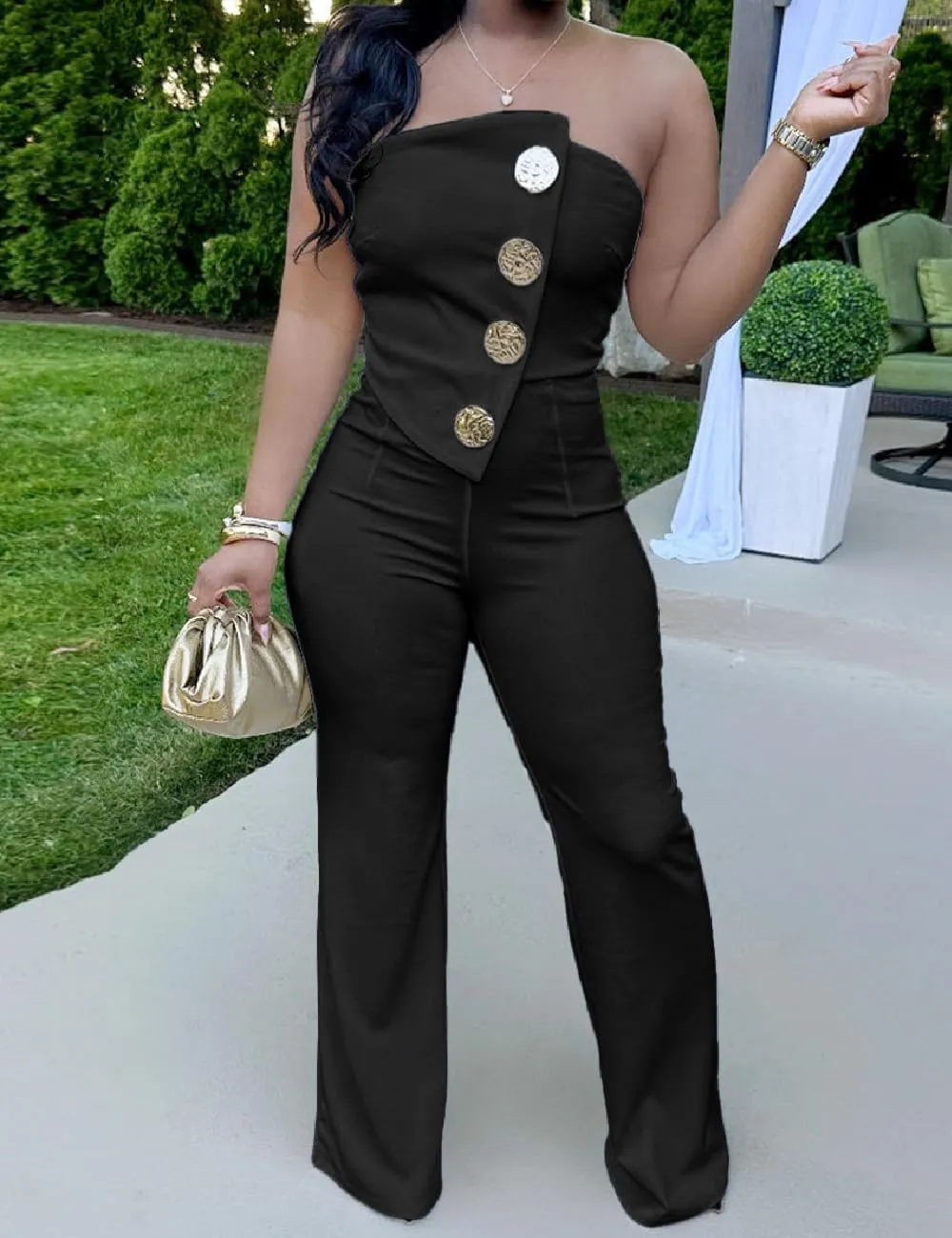 Jumpsuits for Women Sleeveless Tube Tops Wide Leg Long Pants Rompers