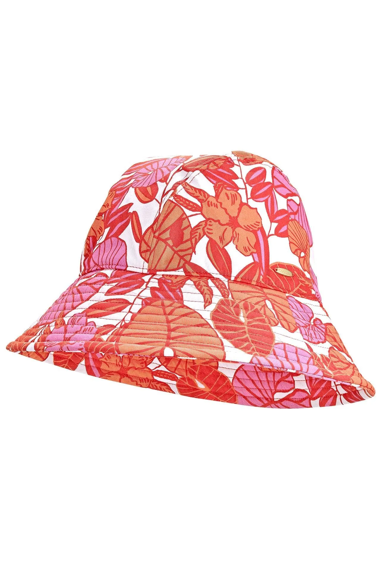 Katia Cotton Bucket Hat | Radiant Coral Casia Palm