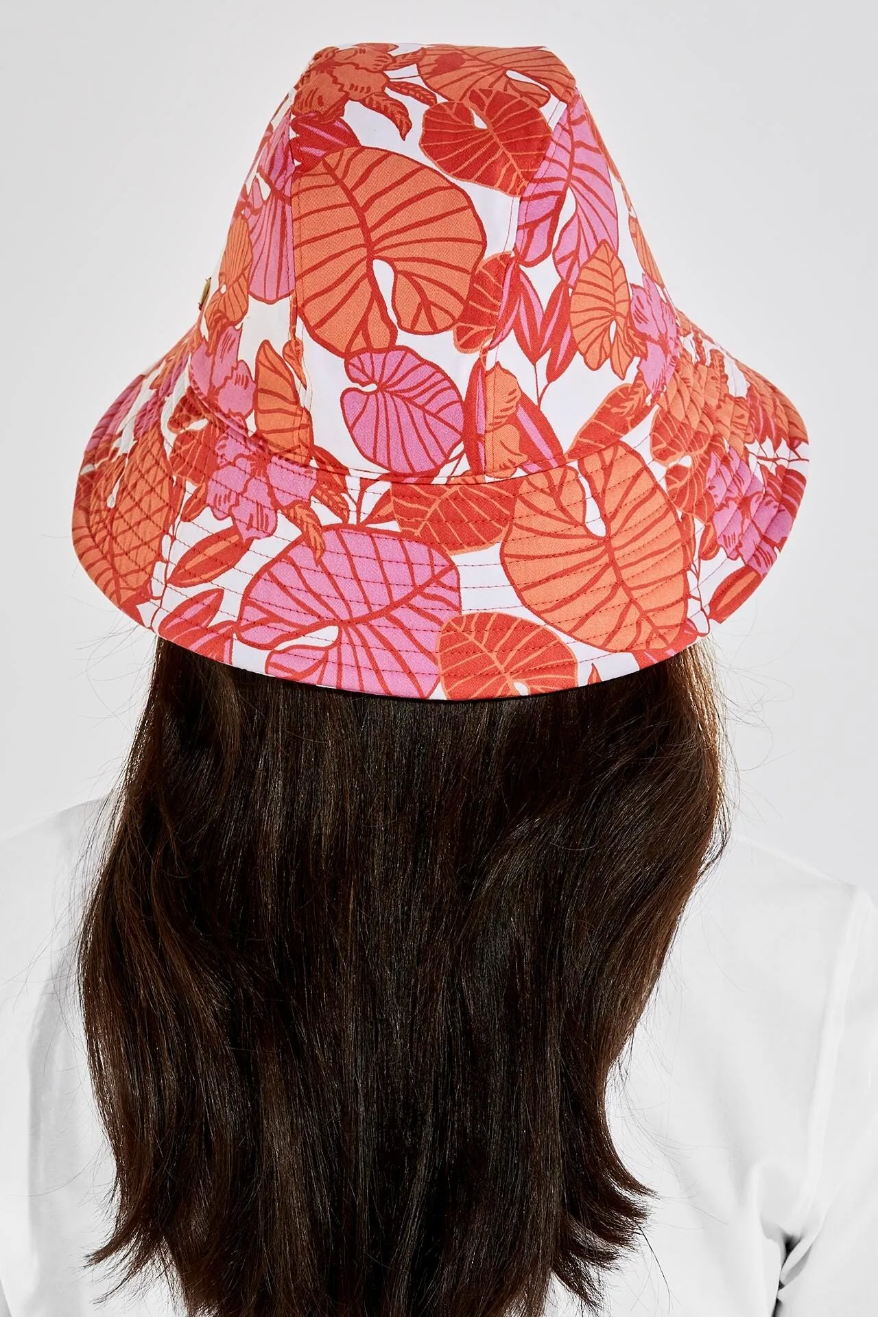 Katia Cotton Bucket Hat | Radiant Coral Casia Palm