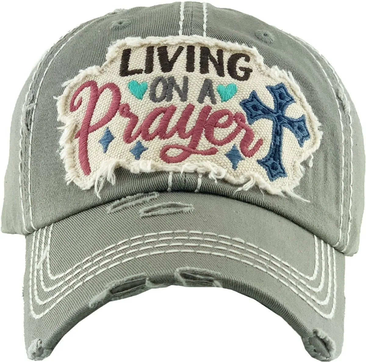KBV1339 "Living on a Prayer" Vintage Washed Baseball Cap