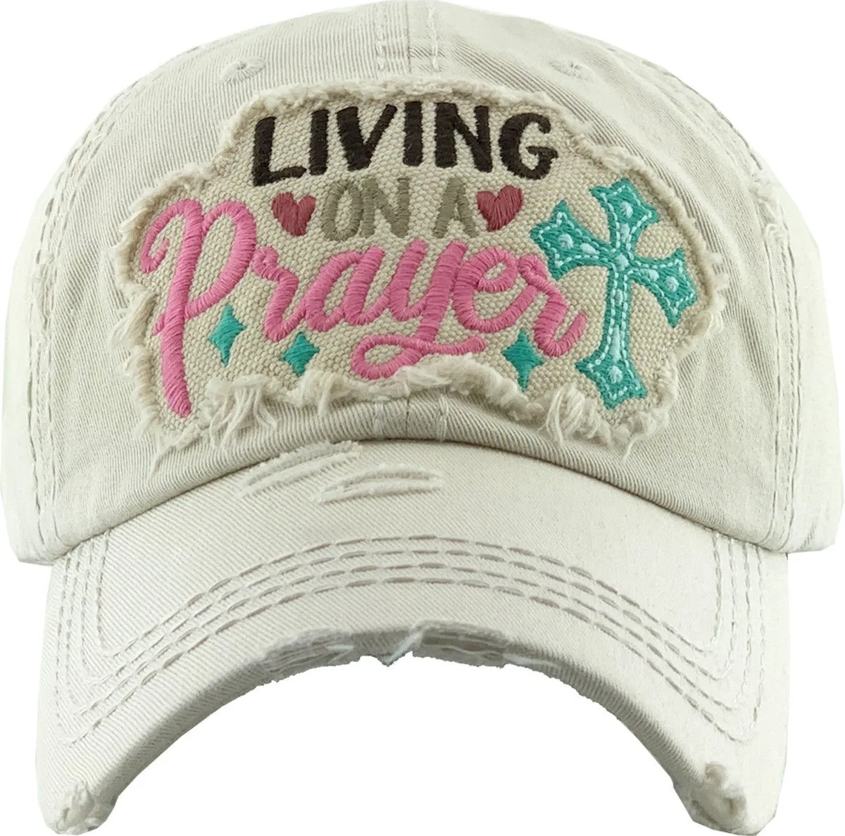 KBV1339 "Living on a Prayer" Vintage Washed Baseball Cap