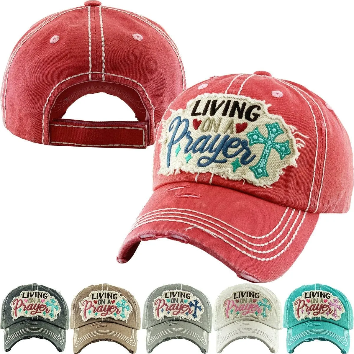 KBV1339 "Living on a Prayer" Vintage Washed Baseball Cap