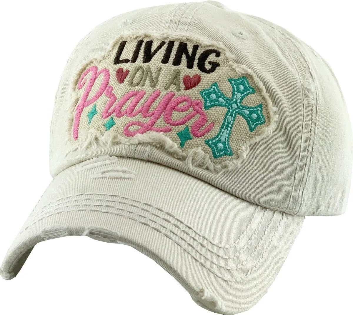 KBV1339 "Living on a Prayer" Vintage Washed Baseball Cap