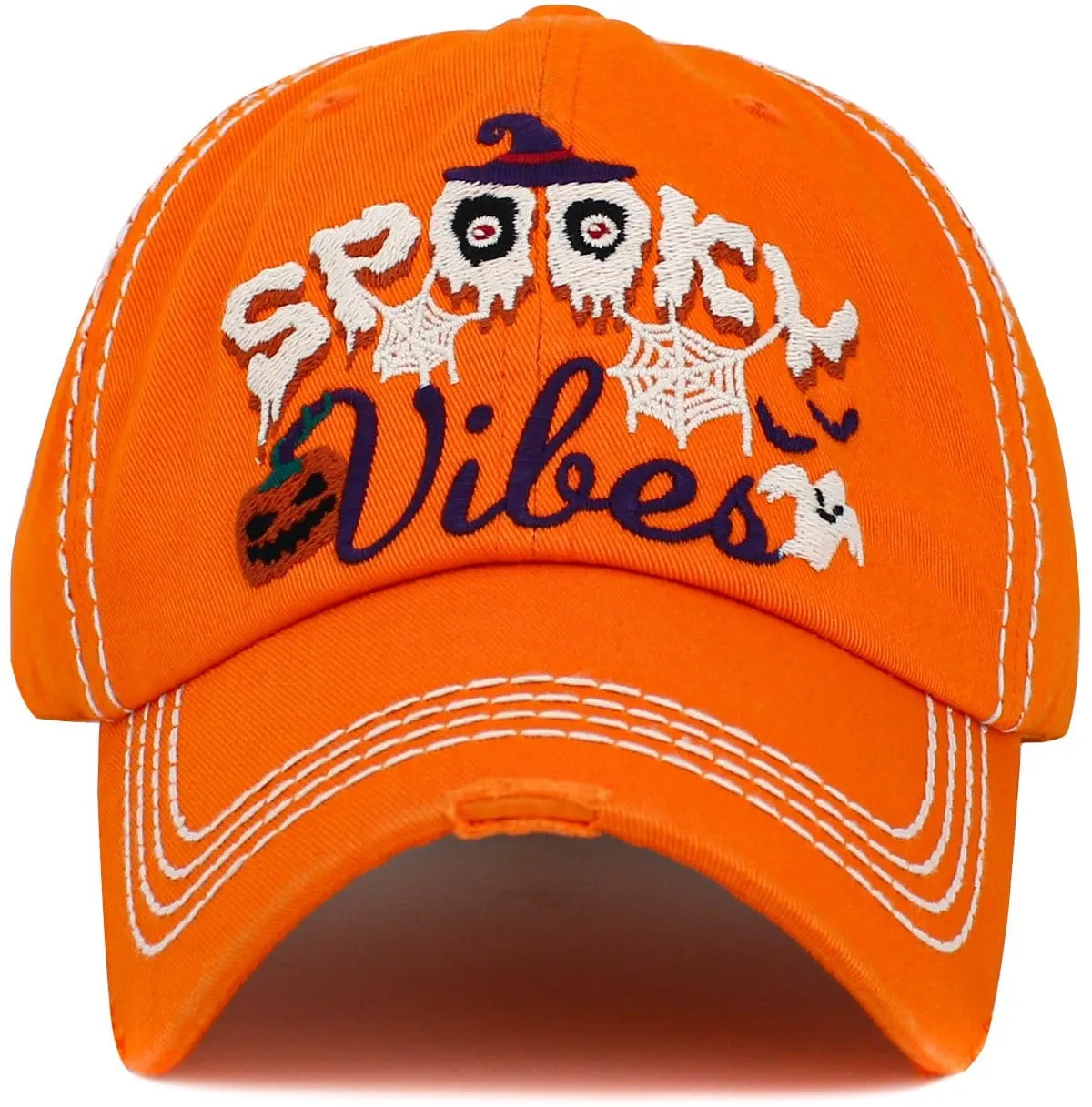 KBV1544 Spooky Vibes Washed Vintage Baseball Cap