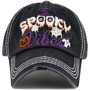 KBV1544 Spooky Vibes Washed Vintage Baseball Cap