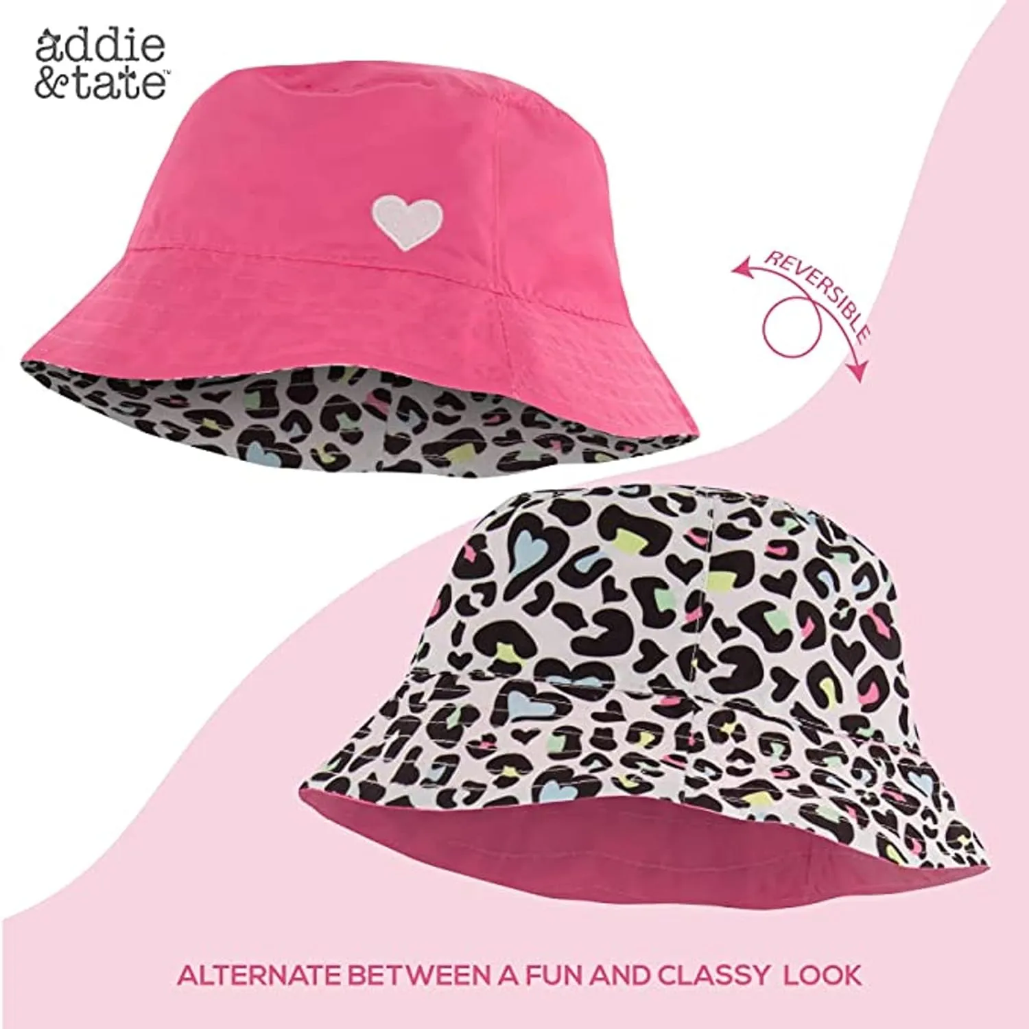 Kids Bucket Hat for Girls & Boys, Packable Fun & Cool Reversible Beach Sun Teen Toddler Bucket Hat with Sunglasses 3-14Y