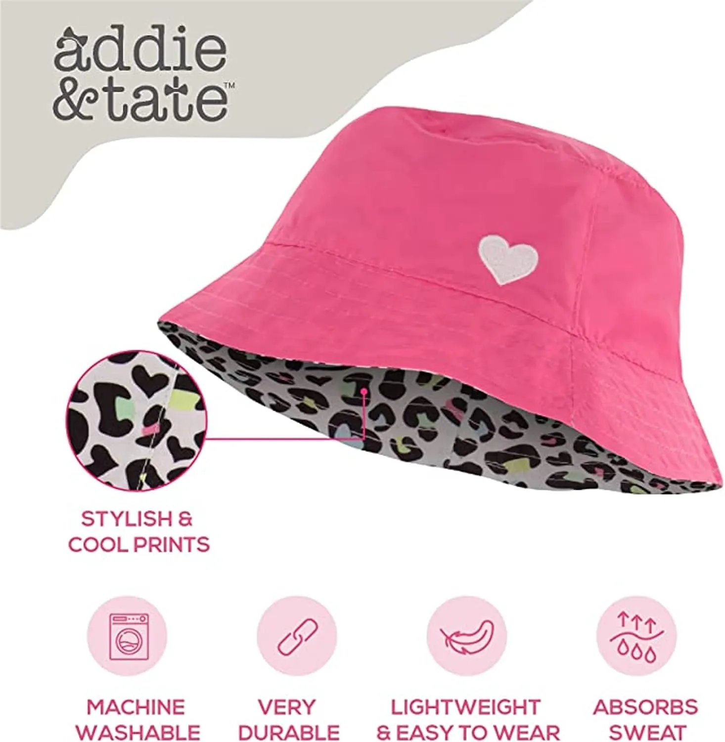 Kids Bucket Hat for Girls & Boys, Packable Fun & Cool Reversible Beach Sun Teen Toddler Bucket Hat with Sunglasses 3-14Y