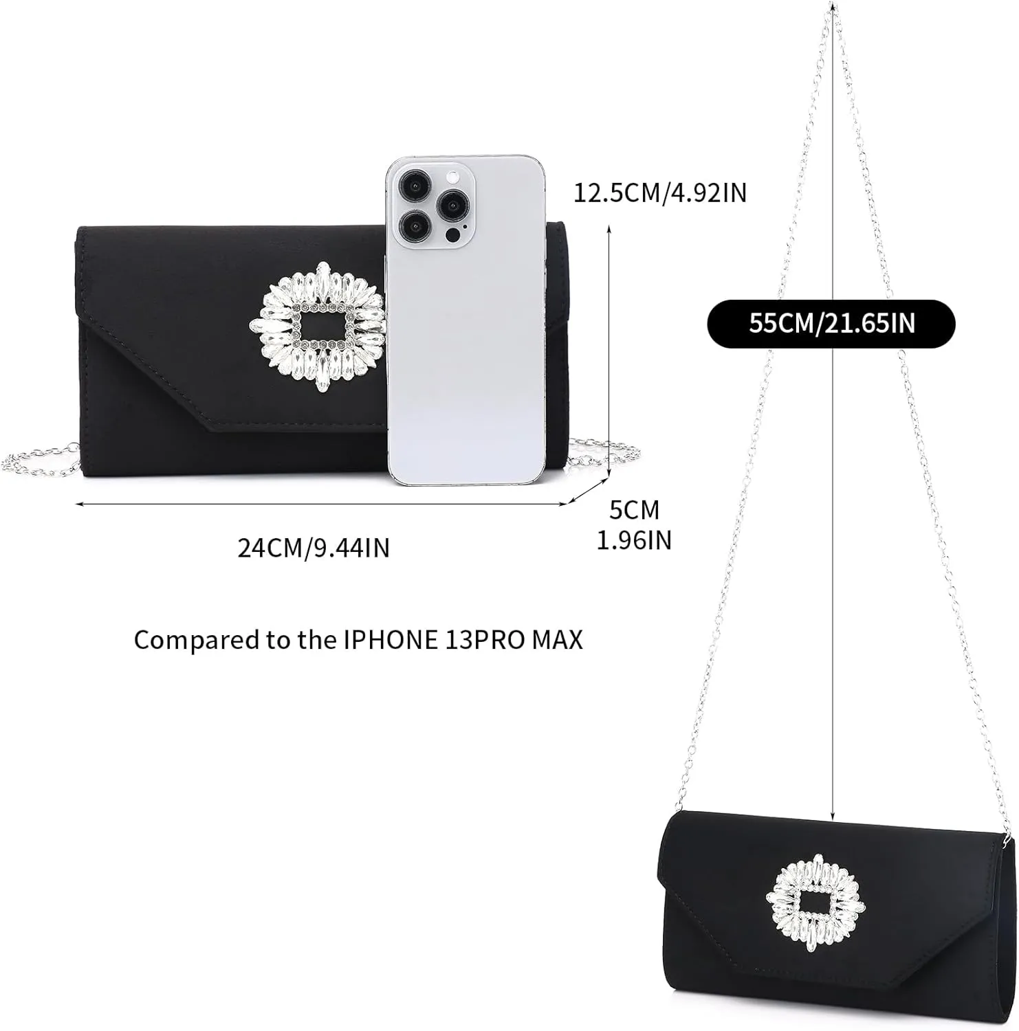 Labair Clutch Purses for Women Evening Wedding Party Cocktail Prom Suede Handbag Crossbody Shoulder Bag