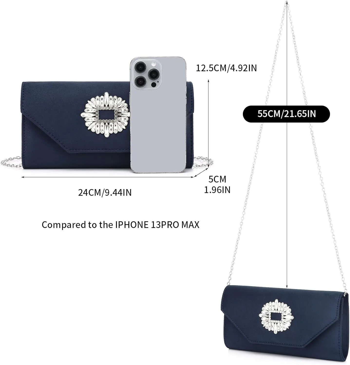 Labair Clutch Purses for Women Evening Wedding Party Cocktail Prom Suede Handbag Crossbody Shoulder Bag