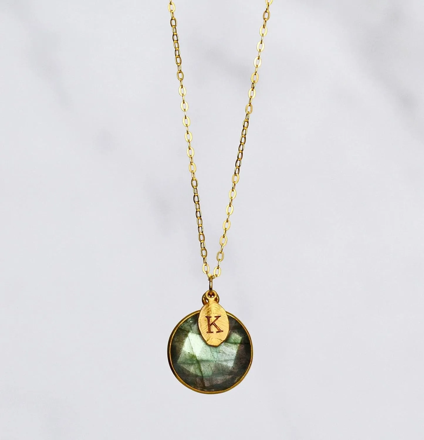 Labradorite Necklace, 18K Gold, Sterling Silver, Bridesmaid Gift, Gift for Her, Mom Gift, Personalized Round Necklace, Labradorite Jewelry
