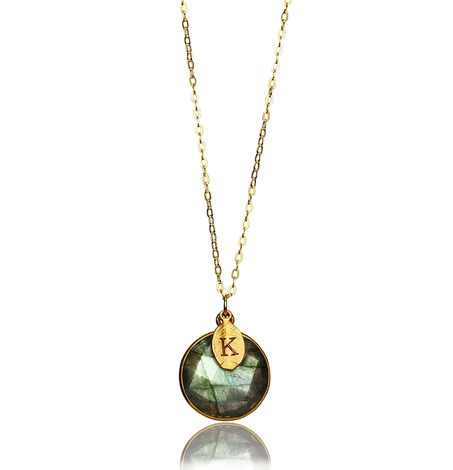 Labradorite Necklace, 18K Gold, Sterling Silver, Bridesmaid Gift, Gift for Her, Mom Gift, Personalized Round Necklace, Labradorite Jewelry