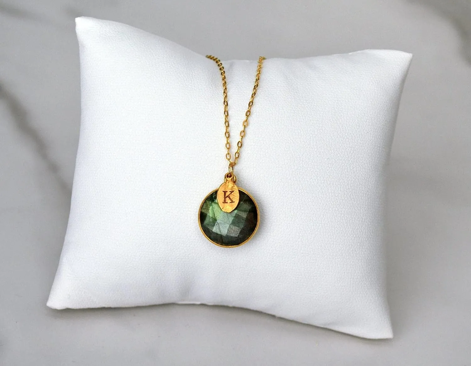 Labradorite Necklace, 18K Gold, Sterling Silver, Bridesmaid Gift, Gift for Her, Mom Gift, Personalized Round Necklace, Labradorite Jewelry