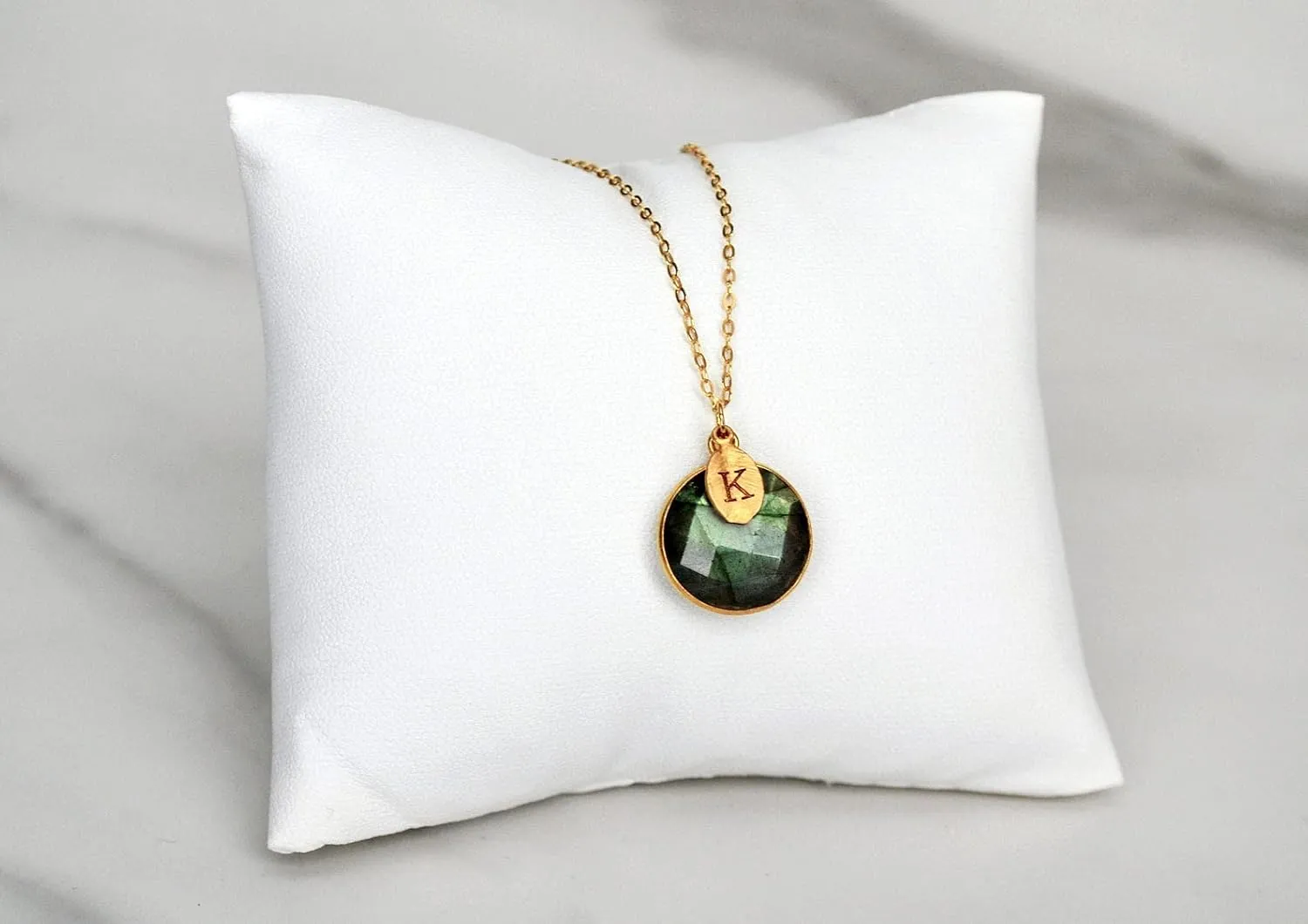 Labradorite Necklace, 18K Gold, Sterling Silver, Bridesmaid Gift, Gift for Her, Mom Gift, Personalized Round Necklace, Labradorite Jewelry
