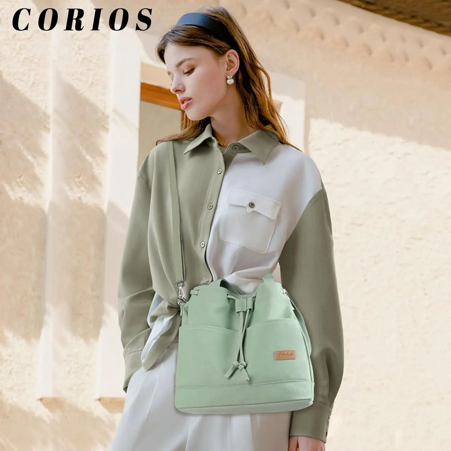Large Shoulder Casual Crossbody Messenger Satchel Ladies Top Handle Women Drawstring Bucket Canvas Tote Handbag