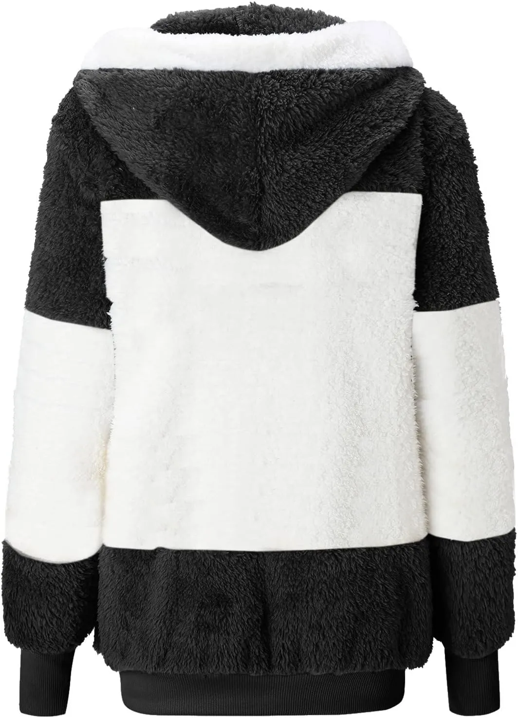 LCMTWX Womens Winter Fuzzy Fleece Jacket Color Artificial Wool Zipper Drawstring Long-Sleeved Hoodie Sweater Coats for De