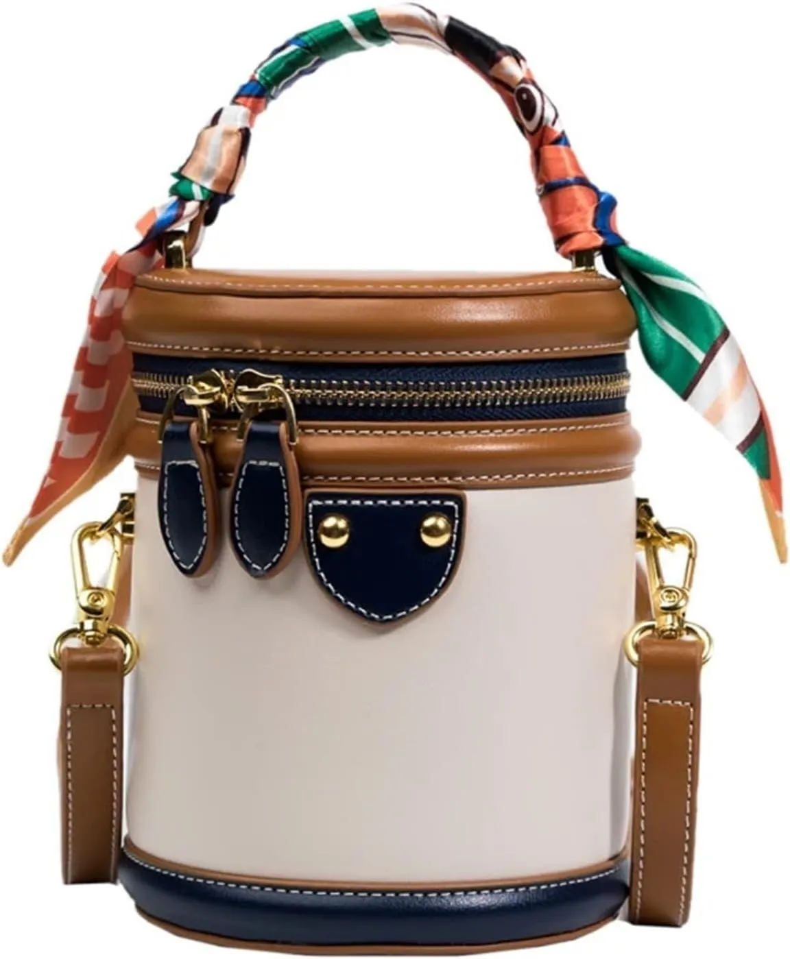 Leather Bucket Bag Women New Cylinder Portable Hand Bag Large Capacity Shoulder Crossbody Bag For Travel Shopping