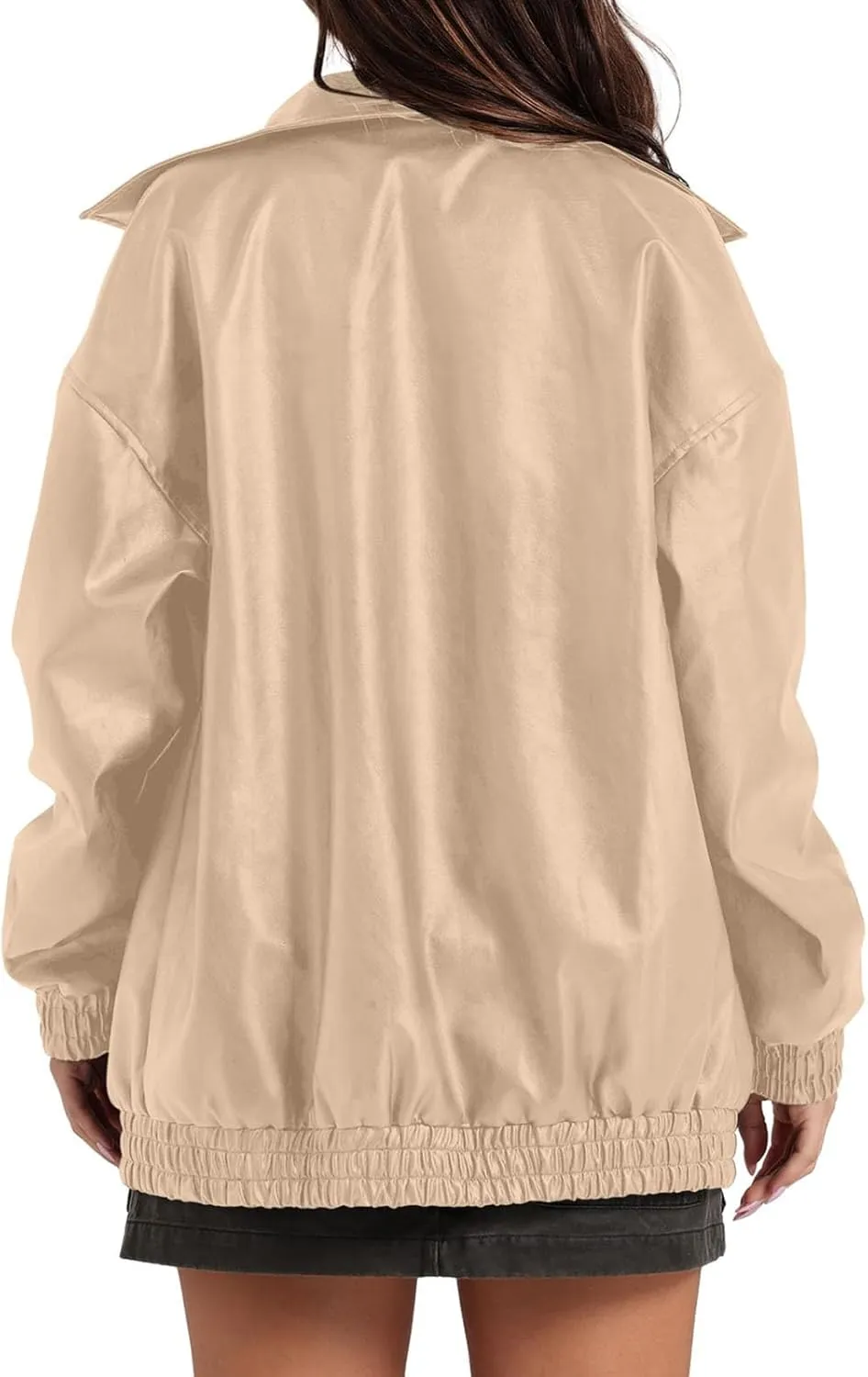 Leather Jacket Women 2024 Trendy Motorcycle Jackets Zip Up Moto Biker Coat Fall Clothes Oversized Faux Leather Jacket