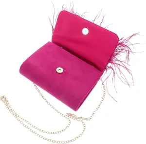 LIFKOME Feathered Crossbody Clutch Purse for Women Luxurious Evening Handbag with Chain for Parties Proms and Formal Events Spacious Trifold Design for Easy Organization