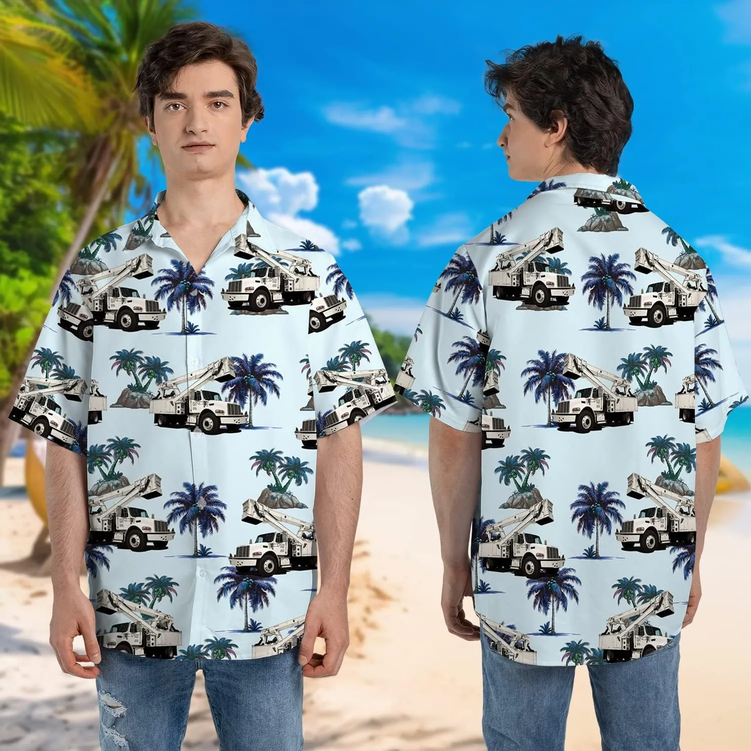 Lineman Hawaiian Shirts for Men - Proud Job Unisex Casual Short Sleeve Button Down Shirts Series 81