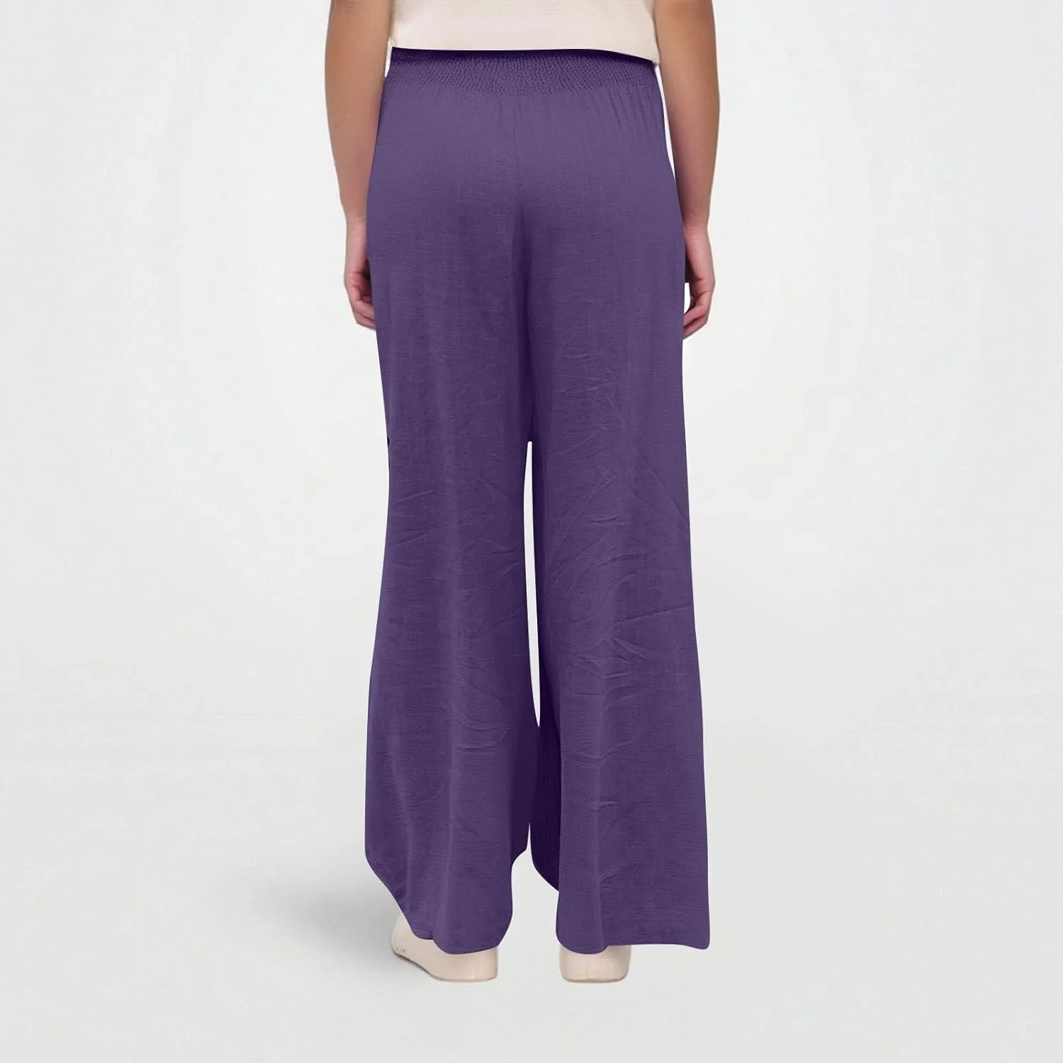 Linen Pants Women Summer High Waisted Palazzo Pants Pleated Lounge Pant Baggy Flowy Trousers with Pockets (S-XXL)