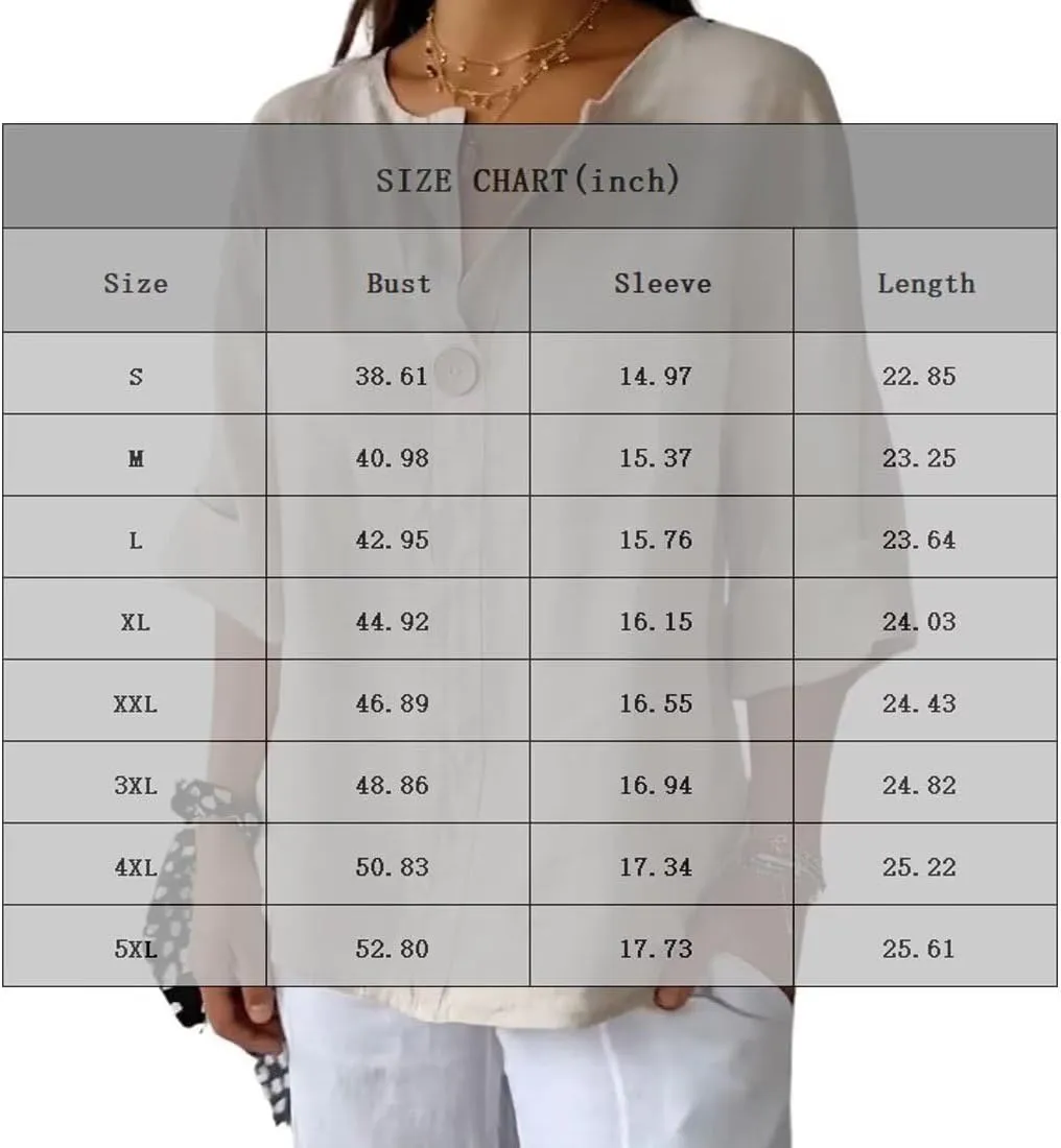 Linen Shirts for Women Plus Size Summer Tops Casual Lightweight V Neck Tees for Work 2025 Button Tunic Blouses