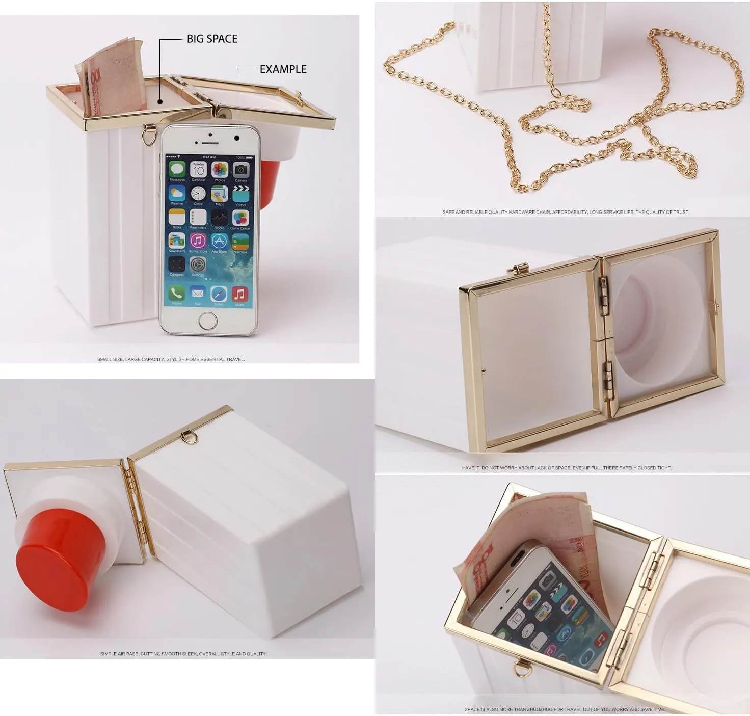Lipstick-Shaped Acrylic Evening Clutch Bag Luxury Retro Shoulder Bag for Women, Fashion Crossbody Evening Bag