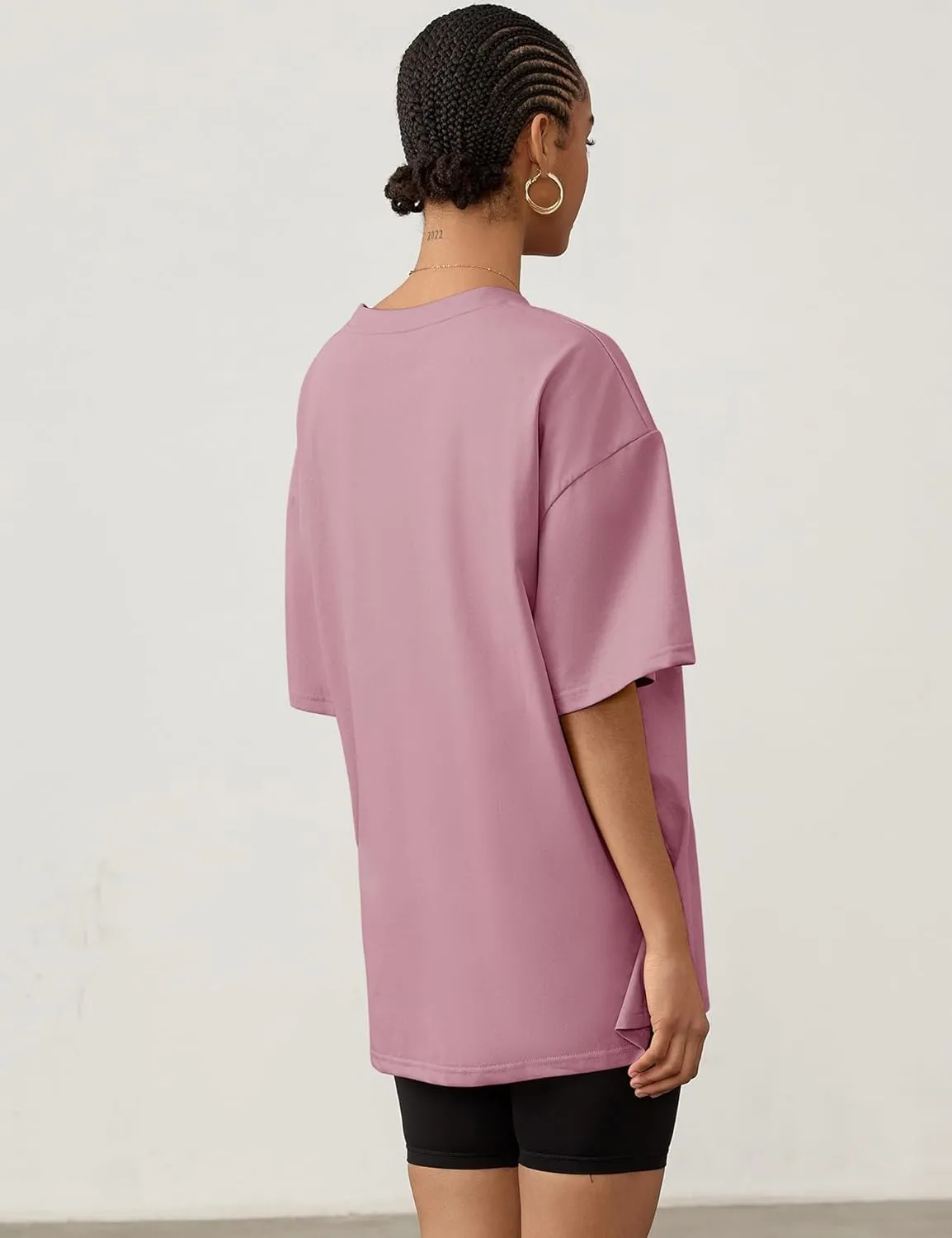 LOMON Oversized T Shirts for Women Short Sleeve Crewneck Summer Tops Loose Casual Mama Shirts Basic Tee