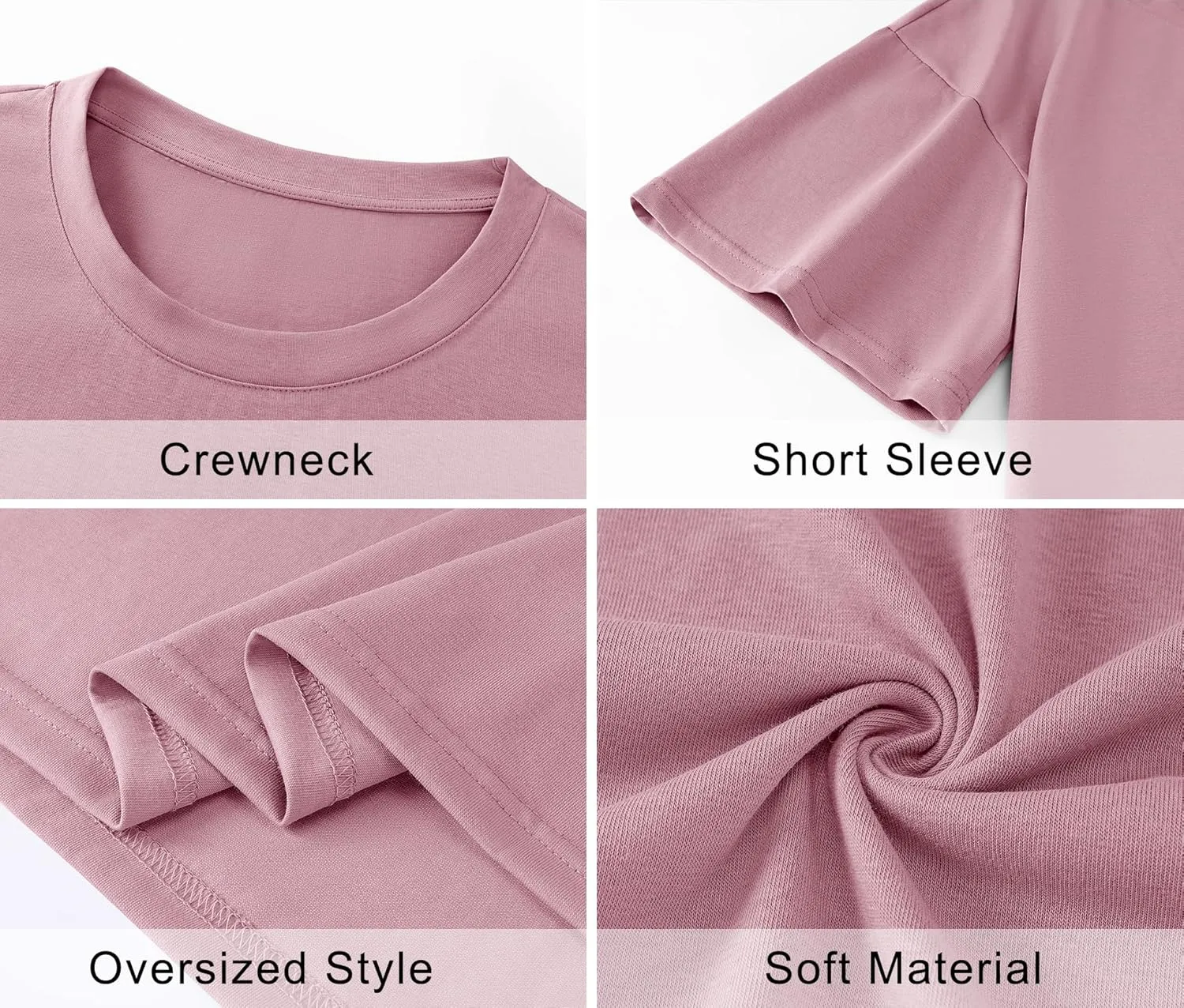 LOMON Oversized T Shirts for Women Short Sleeve Crewneck Summer Tops Loose Casual Mama Shirts Basic Tee