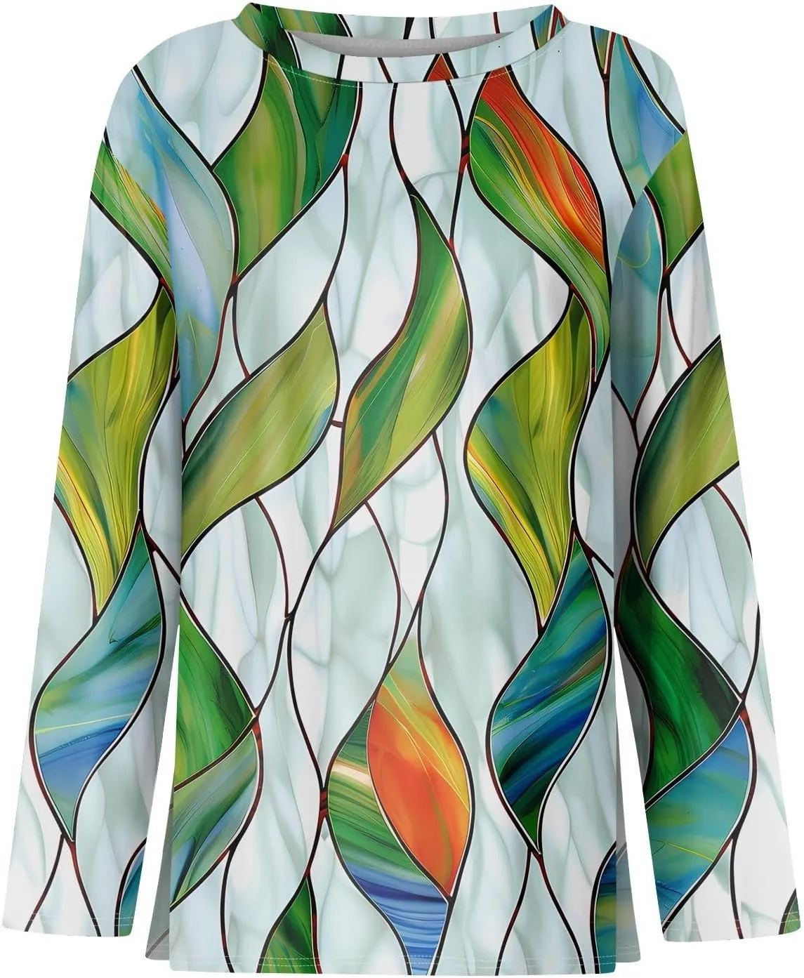 Long Sleeve Shirts for Women - Womens T Shirts Long Sleeve Crew Neck Shirts Basic Tee Sort Comfy Floral Printed Tops
