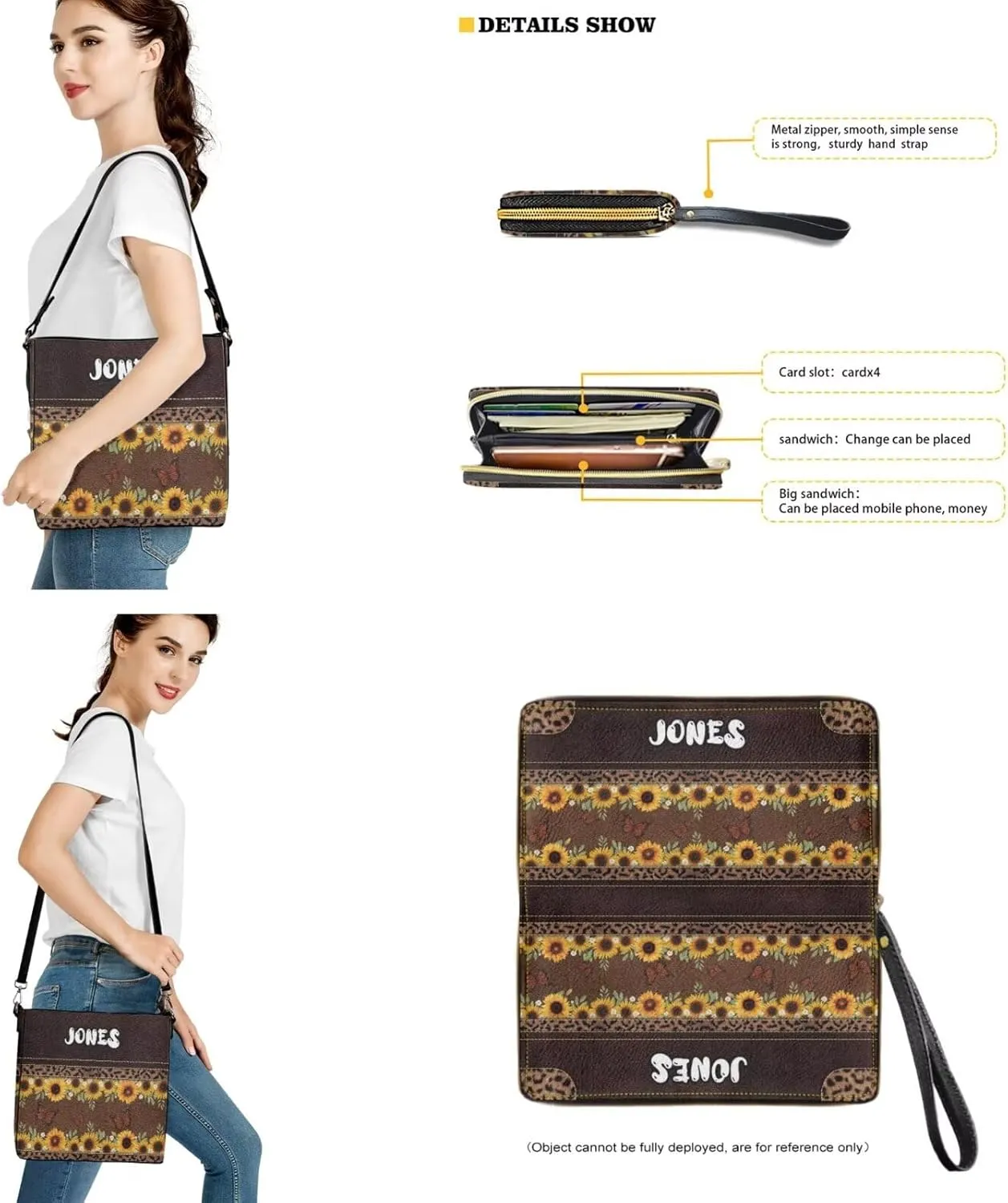 Lotusorchid Custom Bucket Crossbody Bag Set for Women with Name, Personalized Hobo Handbags Tote Purses with PU Wallet
