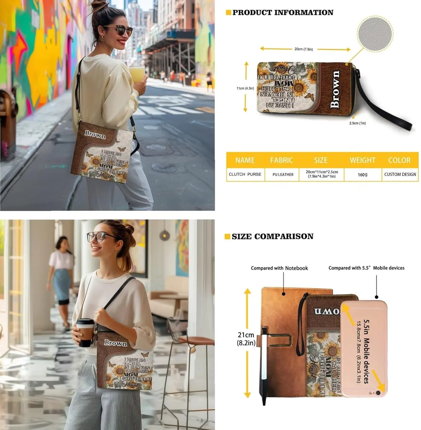 Lotusorchid Custom Bucket Crossbody Bag Set for Women with Name, Personalized Hobo Handbags Tote Purses with PU Wallet