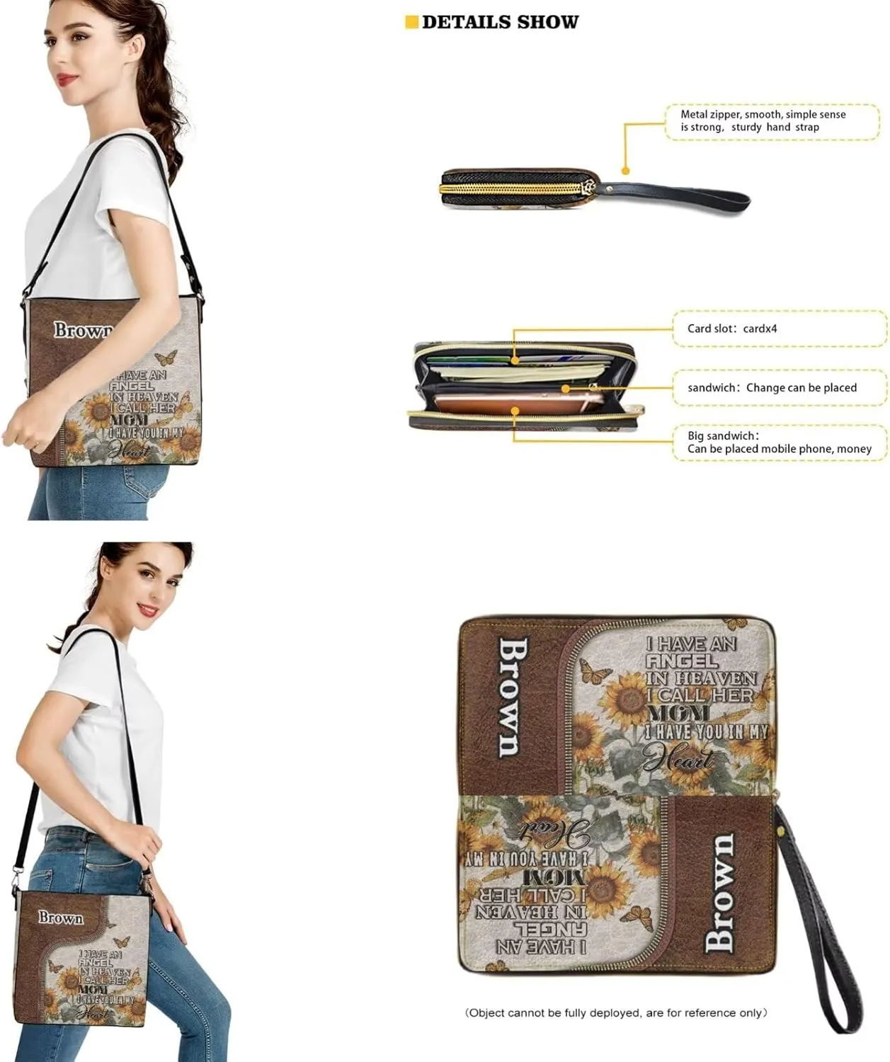 Lotusorchid Custom Bucket Crossbody Bag Set for Women with Name, Personalized Hobo Handbags Tote Purses with PU Wallet