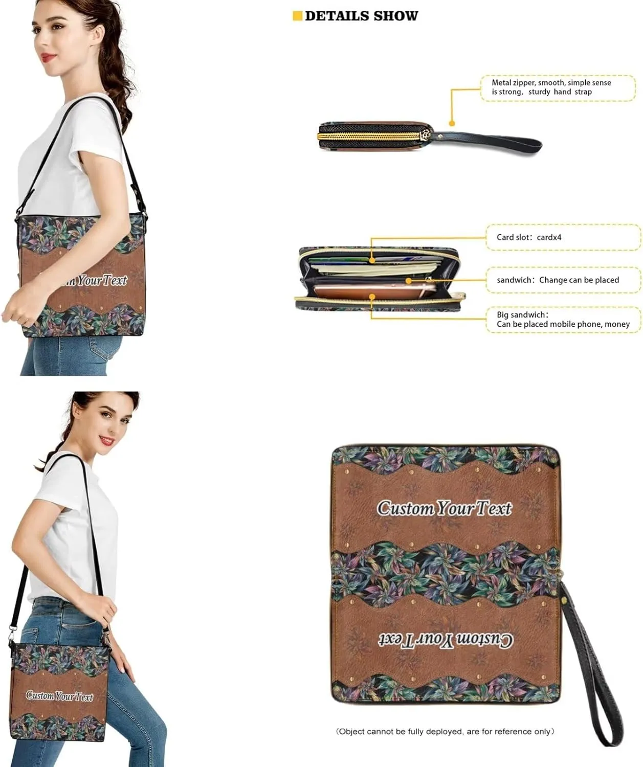 Lotusorchid Custom Bucket Crossbody Bag Set for Women with Name, Personalized Hobo Handbags Tote Purses with PU Wallet