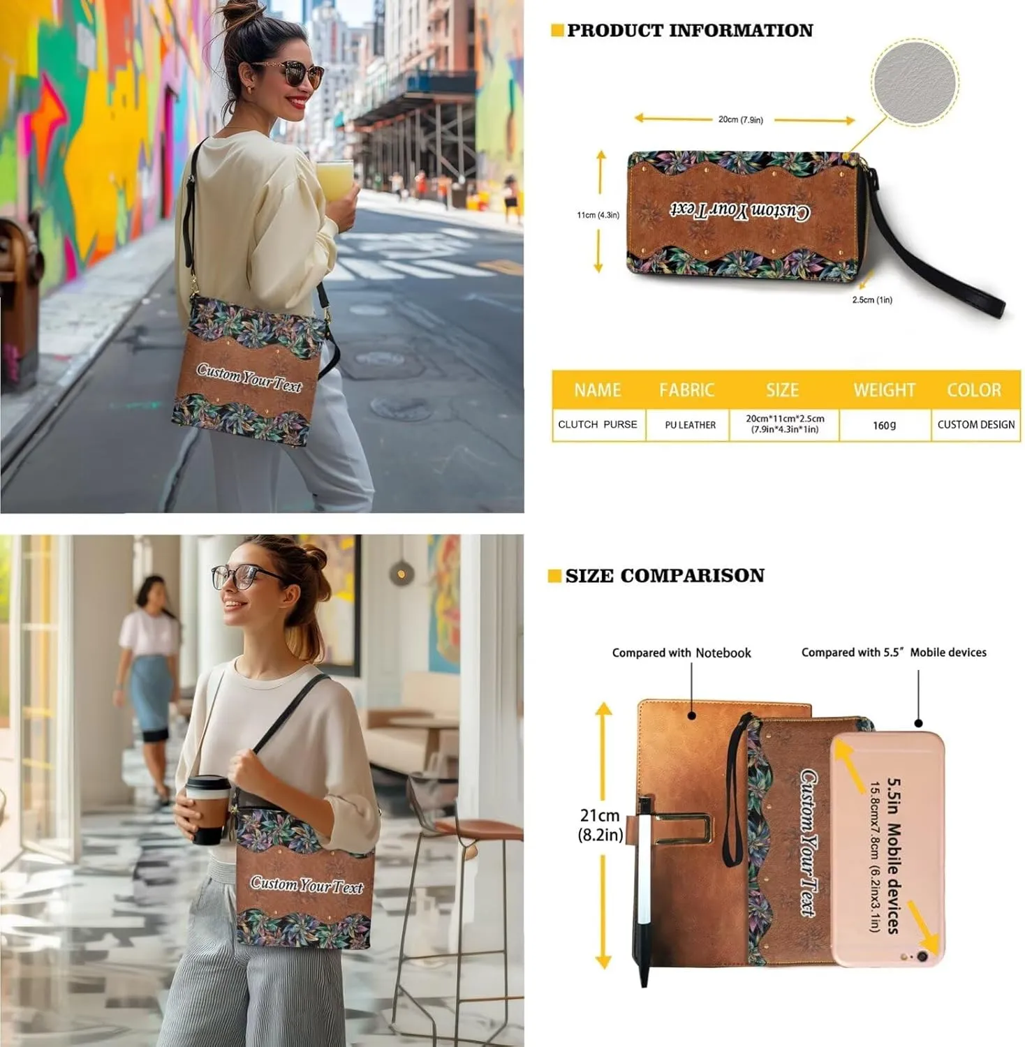 Lotusorchid Custom Bucket Crossbody Bag Set for Women with Name, Personalized Hobo Handbags Tote Purses with PU Wallet