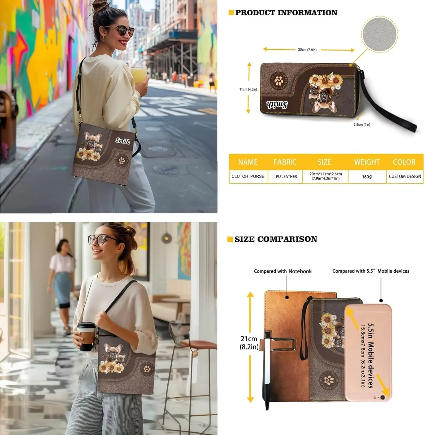 Lotusorchid Custom Bucket Crossbody Bag Set for Women with Name, Personalized Hobo Handbags Tote Purses with PU Wallet