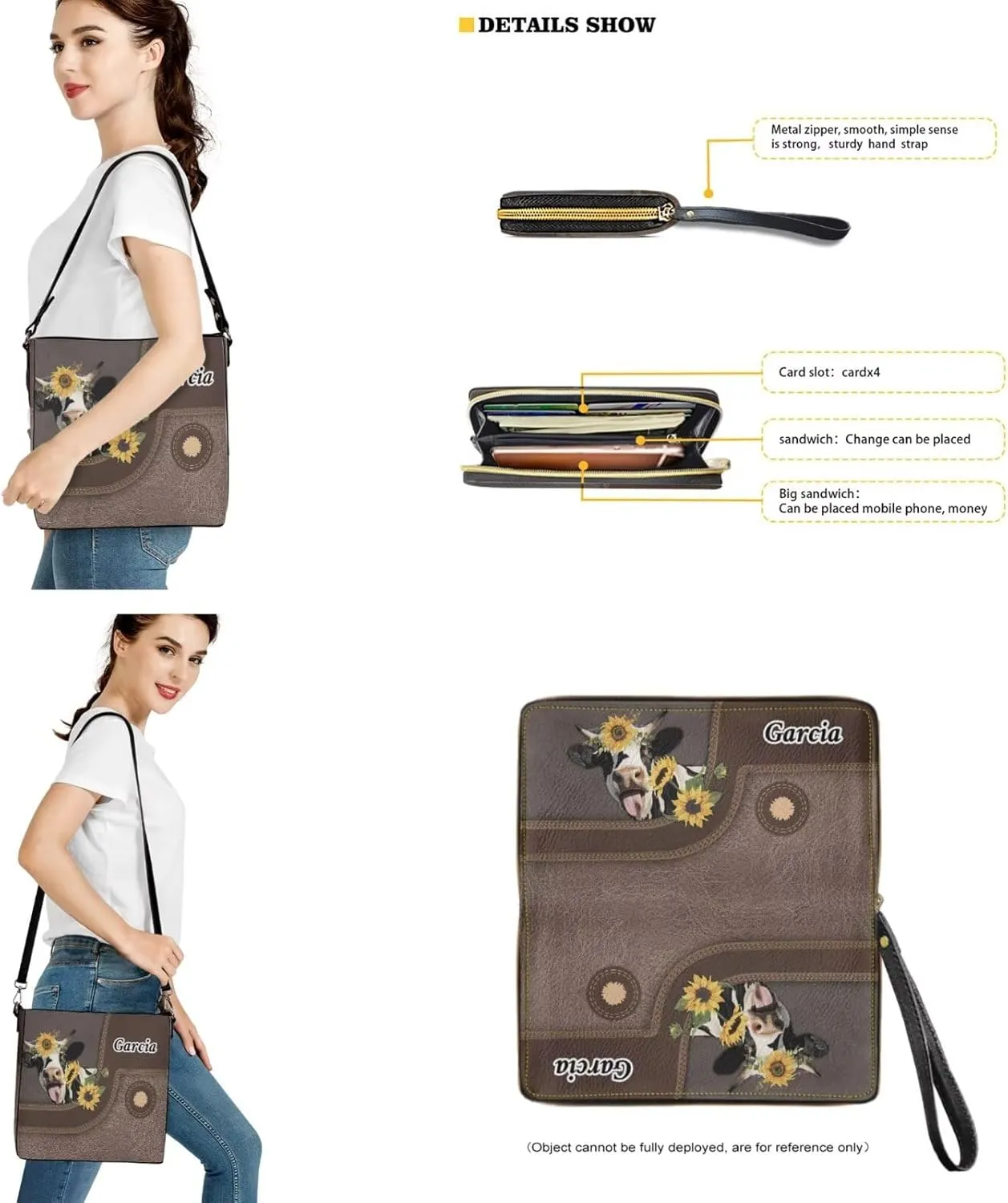 Lotusorchid Customized Bucket Purse and Wallet Set Crossbody Handbag Satchel Bag with Leather Wallet for Women Lady
