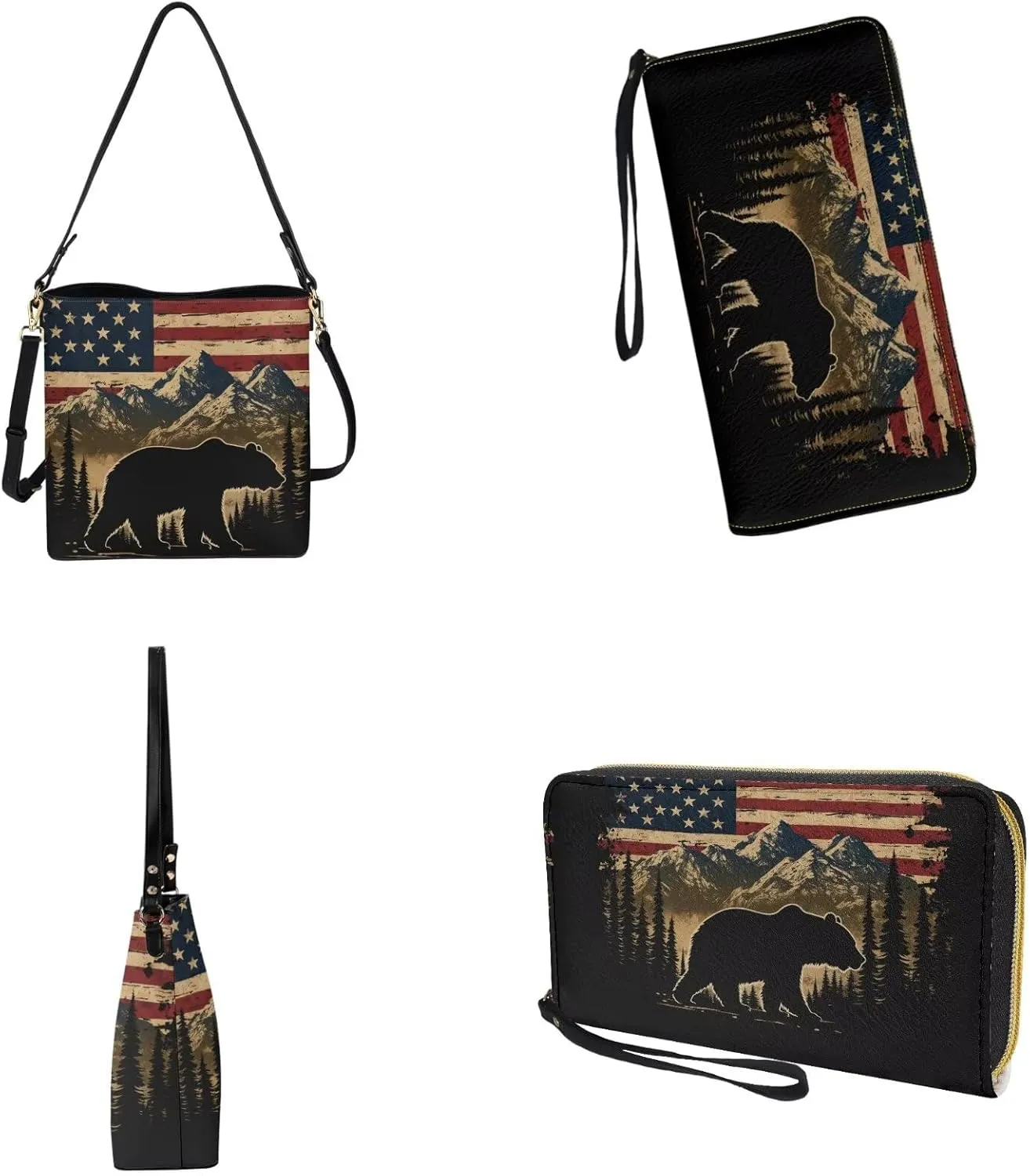 Lotusorchid Leather Bucket Handbags for Women, Crossbody Hobo Handbags Satchel Bag with Matching Wallet Detachable Strap