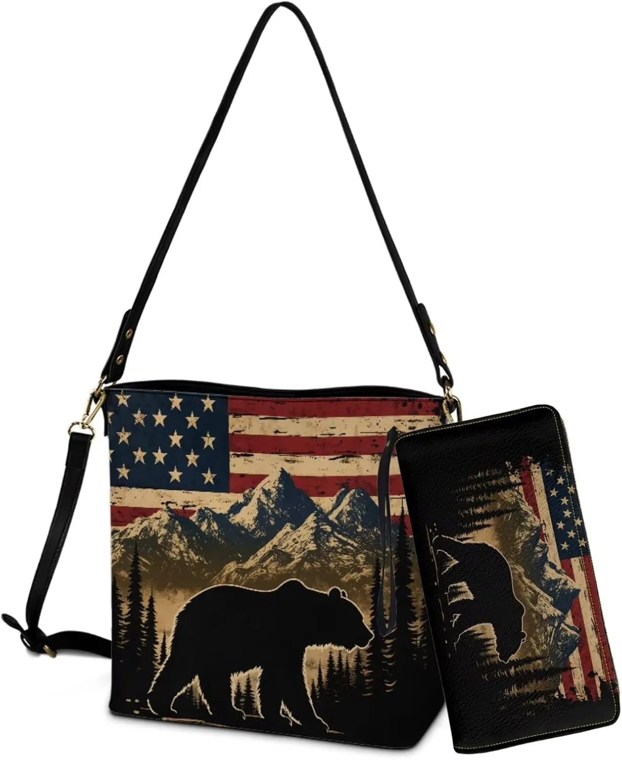 Lotusorchid Leather Bucket Handbags for Women, Crossbody Hobo Handbags Satchel Bag with Matching Wallet Detachable Strap